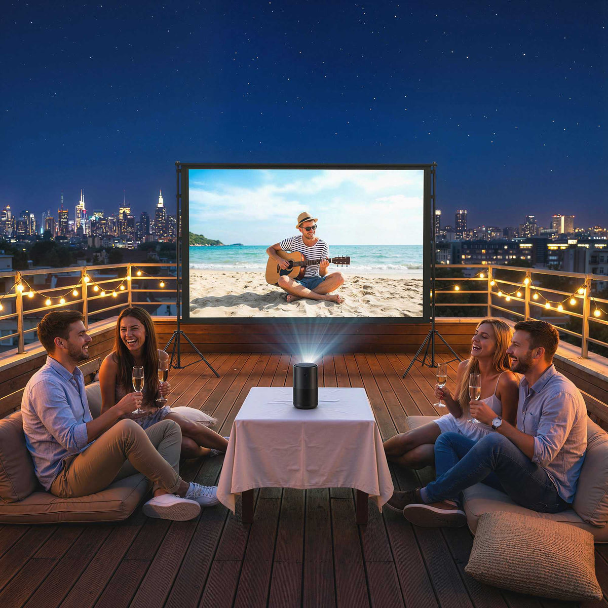 100-inch projectiescherm met standaard, 4K/8K, beeldverhouding 16:9