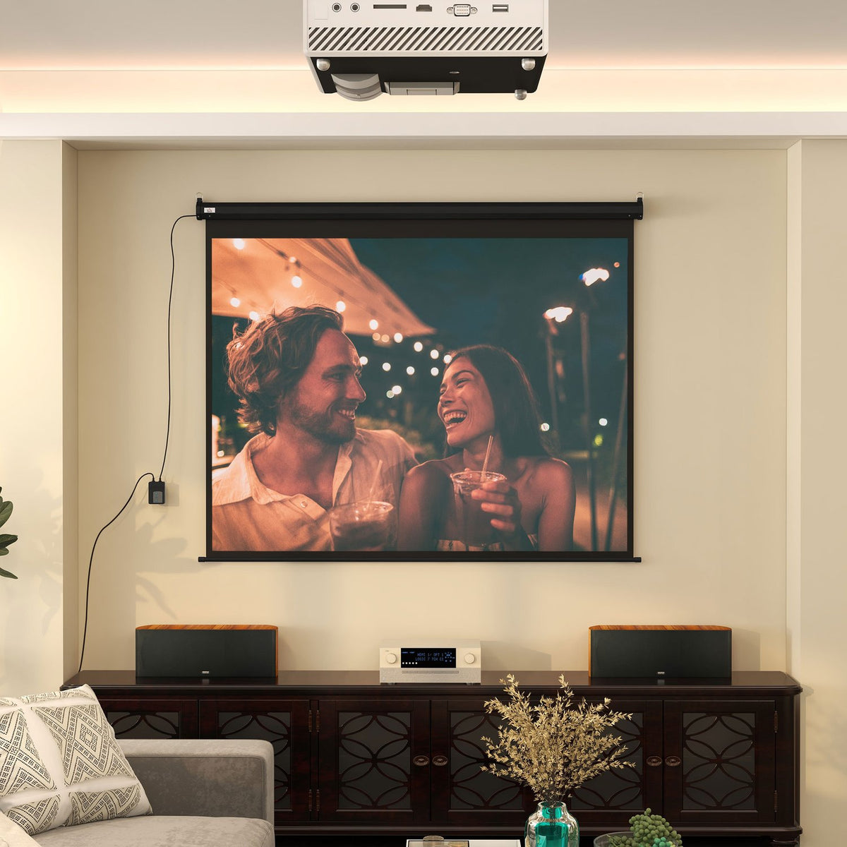 100-inch projectiescherm, 4:3, 203x152 cm, Zwart