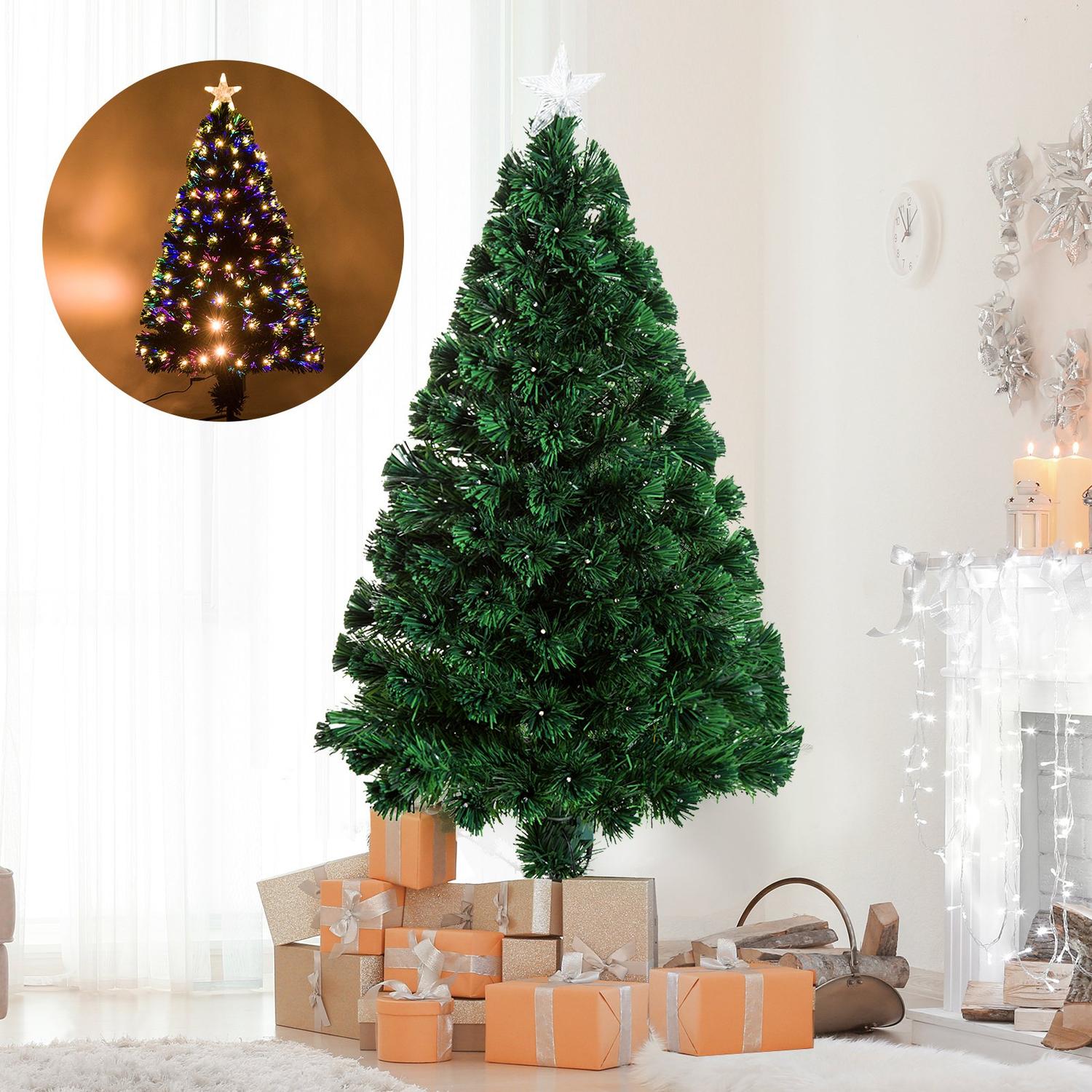Kunstmatige kerstboom van 120 cm met LED-glasvezelverlichting