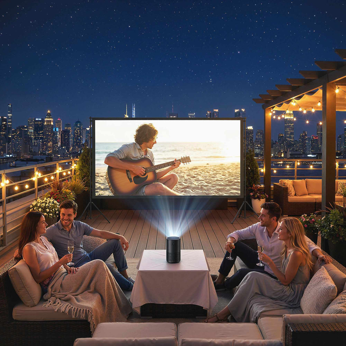 120" projectorscherm, dubbel statief