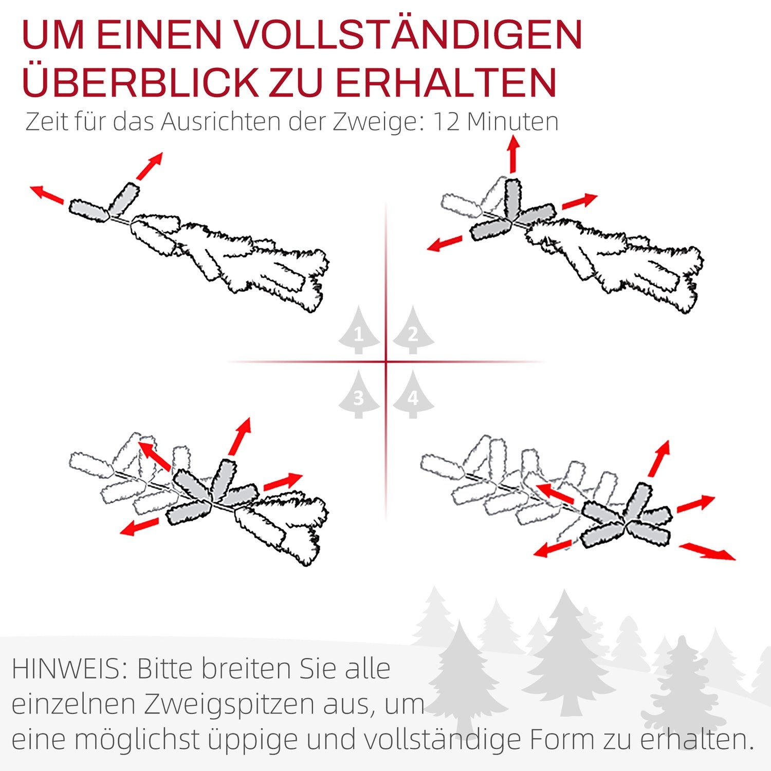 180cm künstlicher Weihnachtsbaum, 2380 Tips, klappbarer Ständer