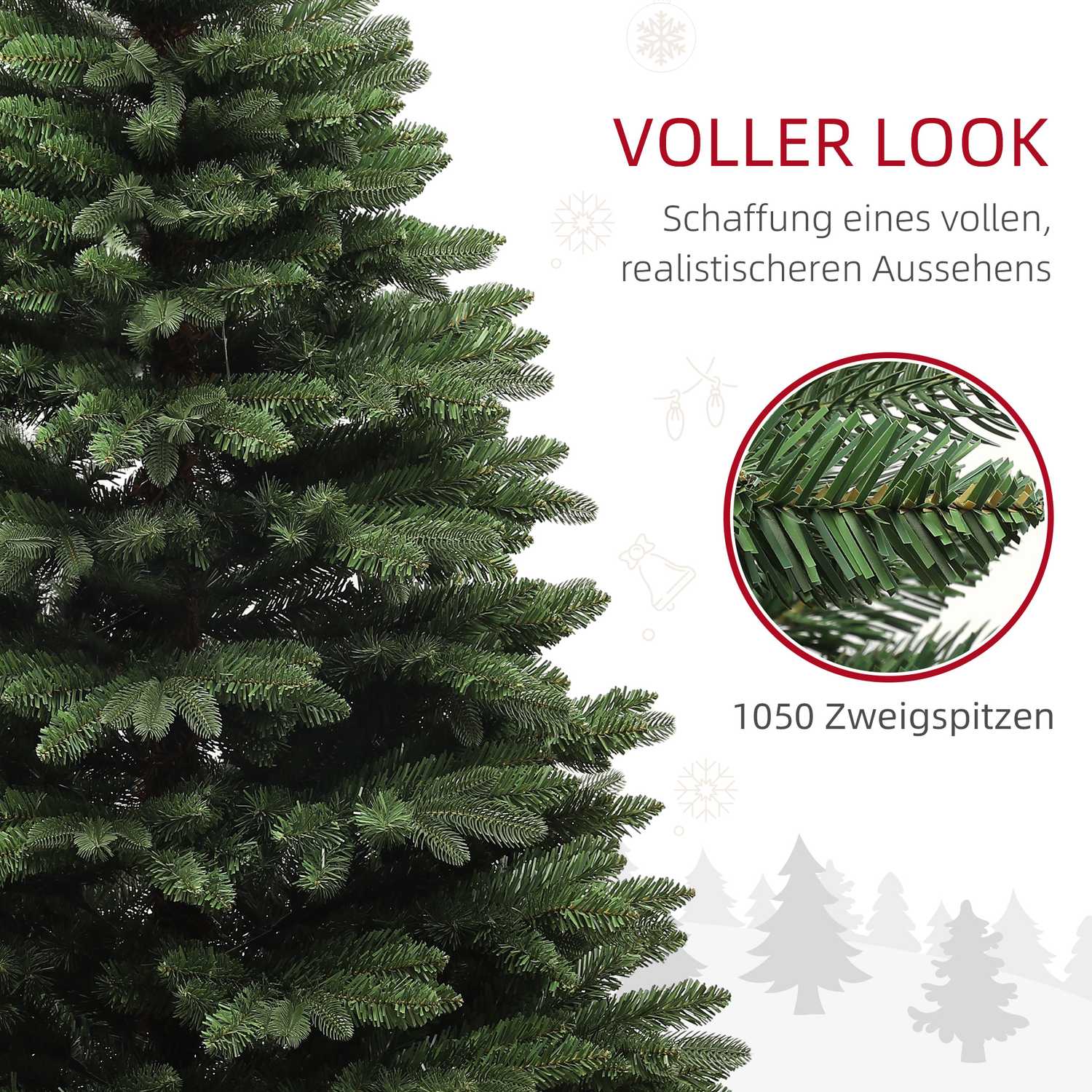 Kunstkerstboom van 180 cm, brandvertragend, inklapbare voet
