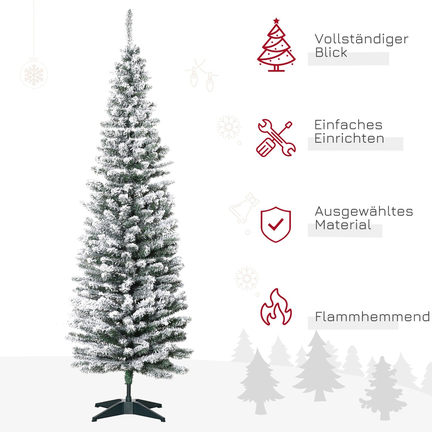 180 cm konstgjord julgran, snöfrostad, 390 tips