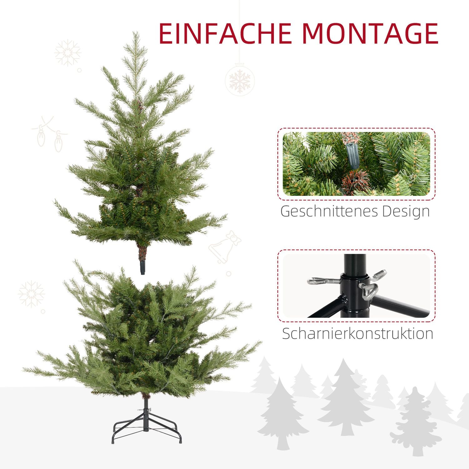 180 cm natuurgetrouwe kunstkerstboom, dichte takken