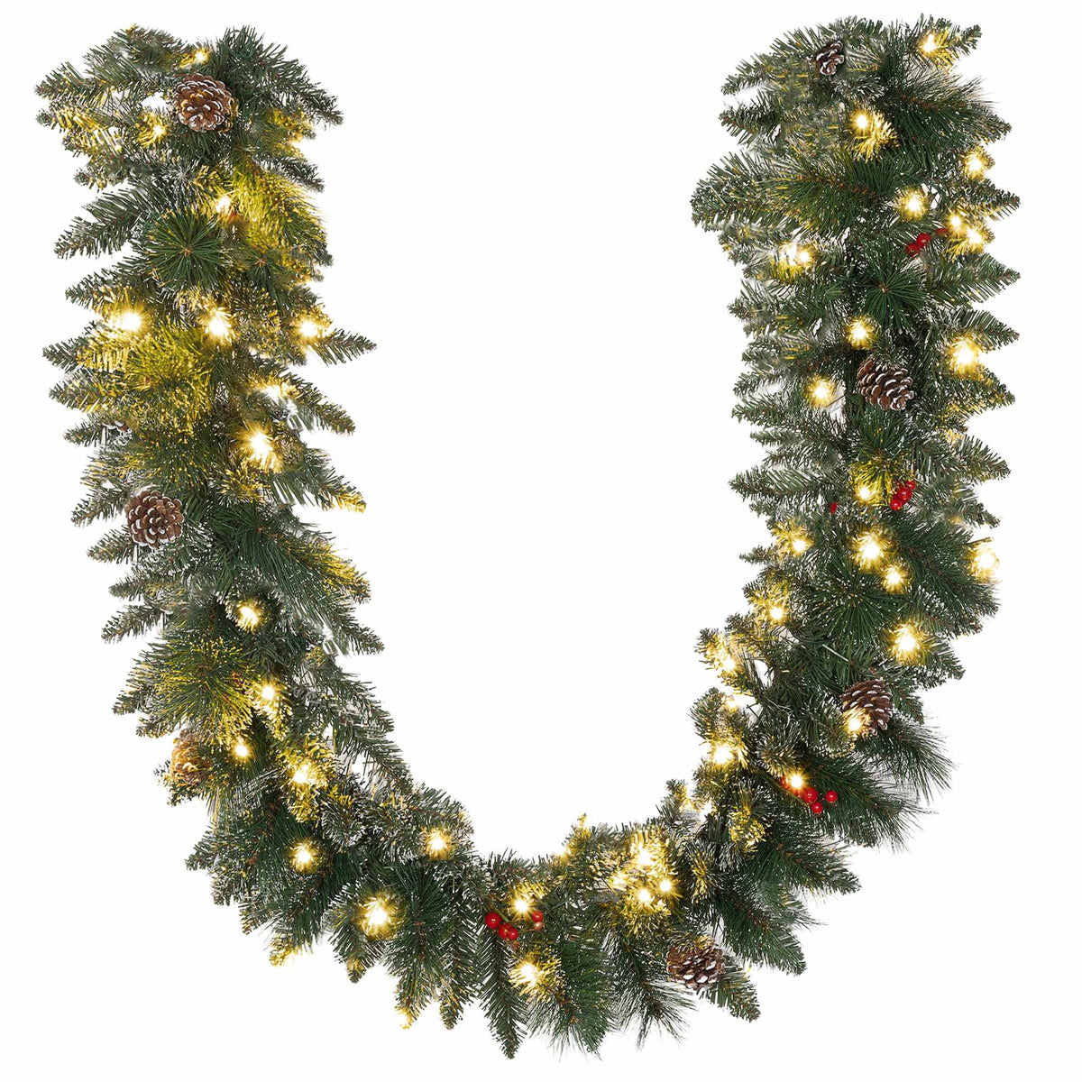 1,8 m kunstmatige kerstguirlande met ledverlichting