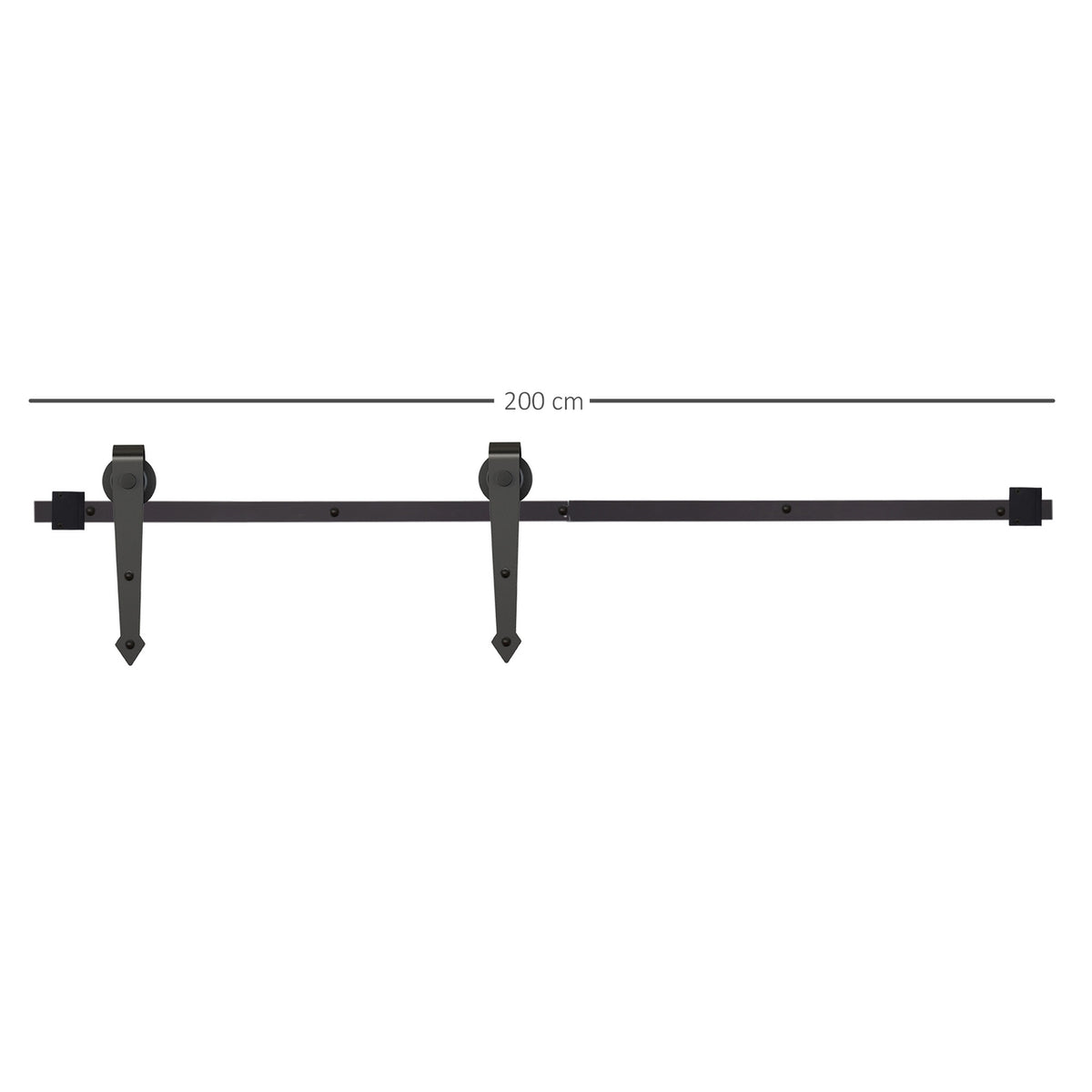 200 cm schuifdeurset van koolstofstaal, zwart