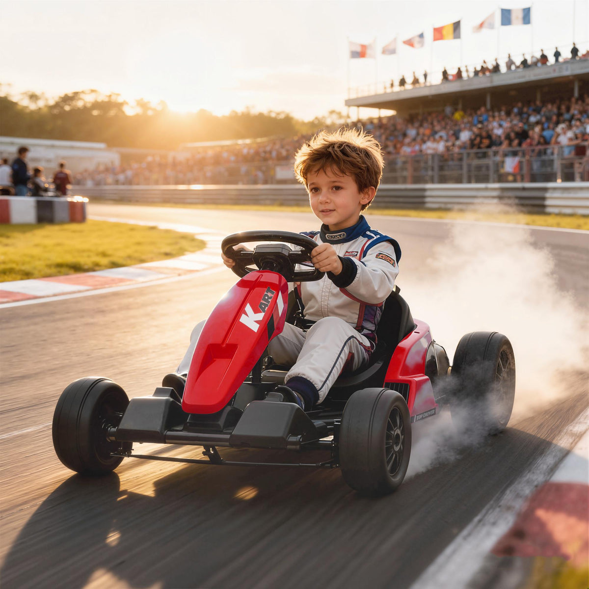 Elektrische gokart van 24 V, driftmodus, verstelbare stoel, voor kinderen van 6-12 jaar