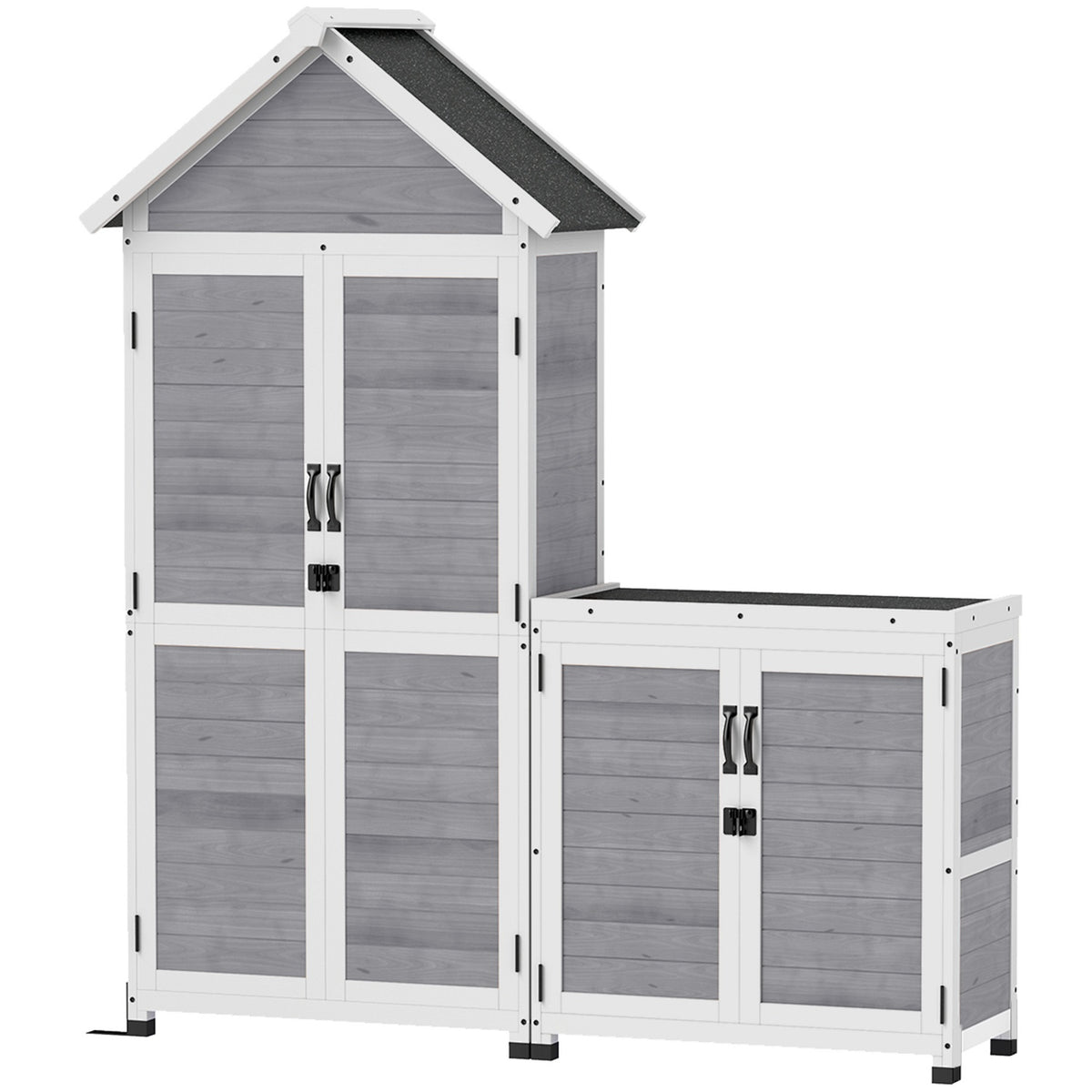 2-in-1 houten gereedschapsschuur, afsluitbaar, weerbestendig, 89x51x182cm