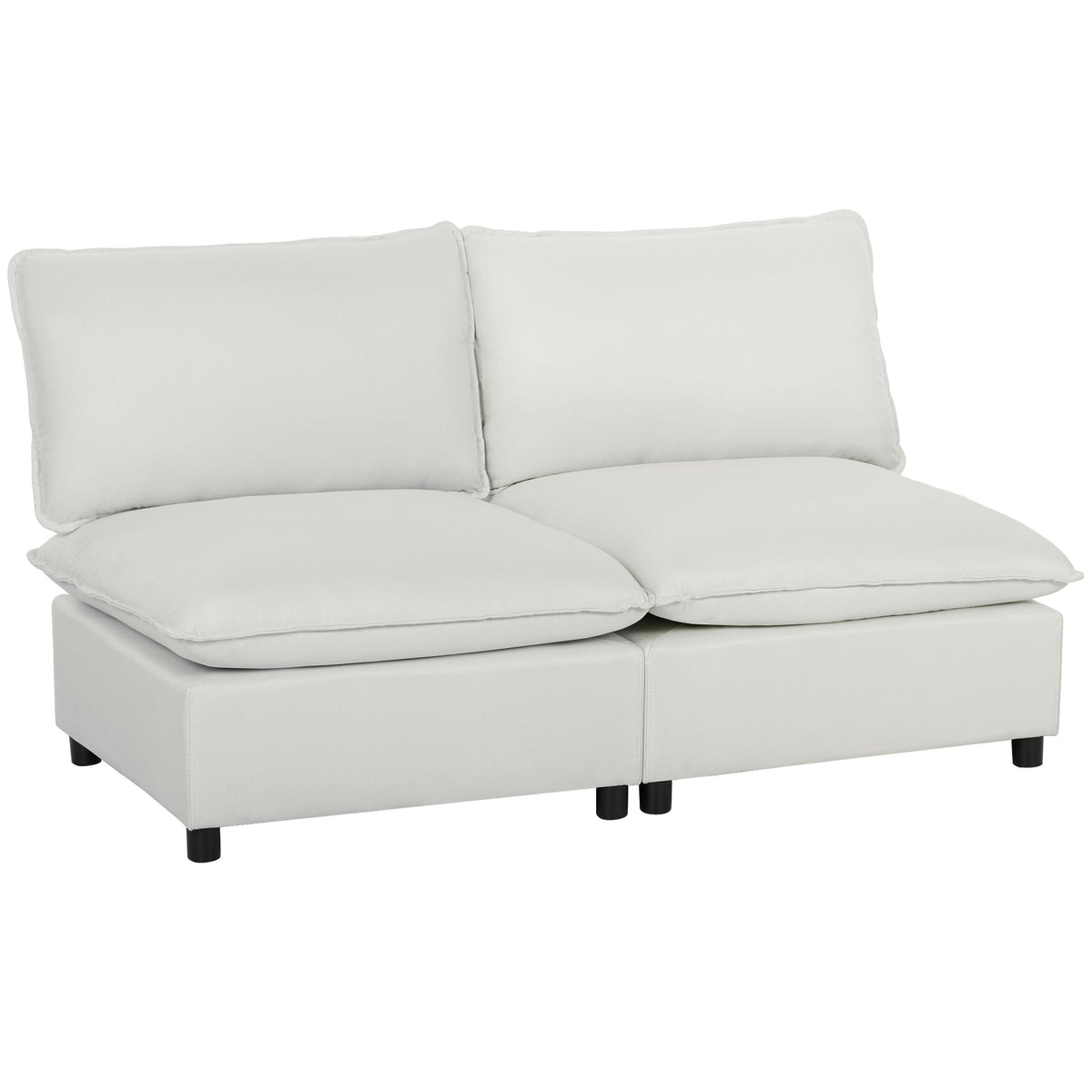 2-zits modulaire bank, 146 cm kunstleer, grijs
