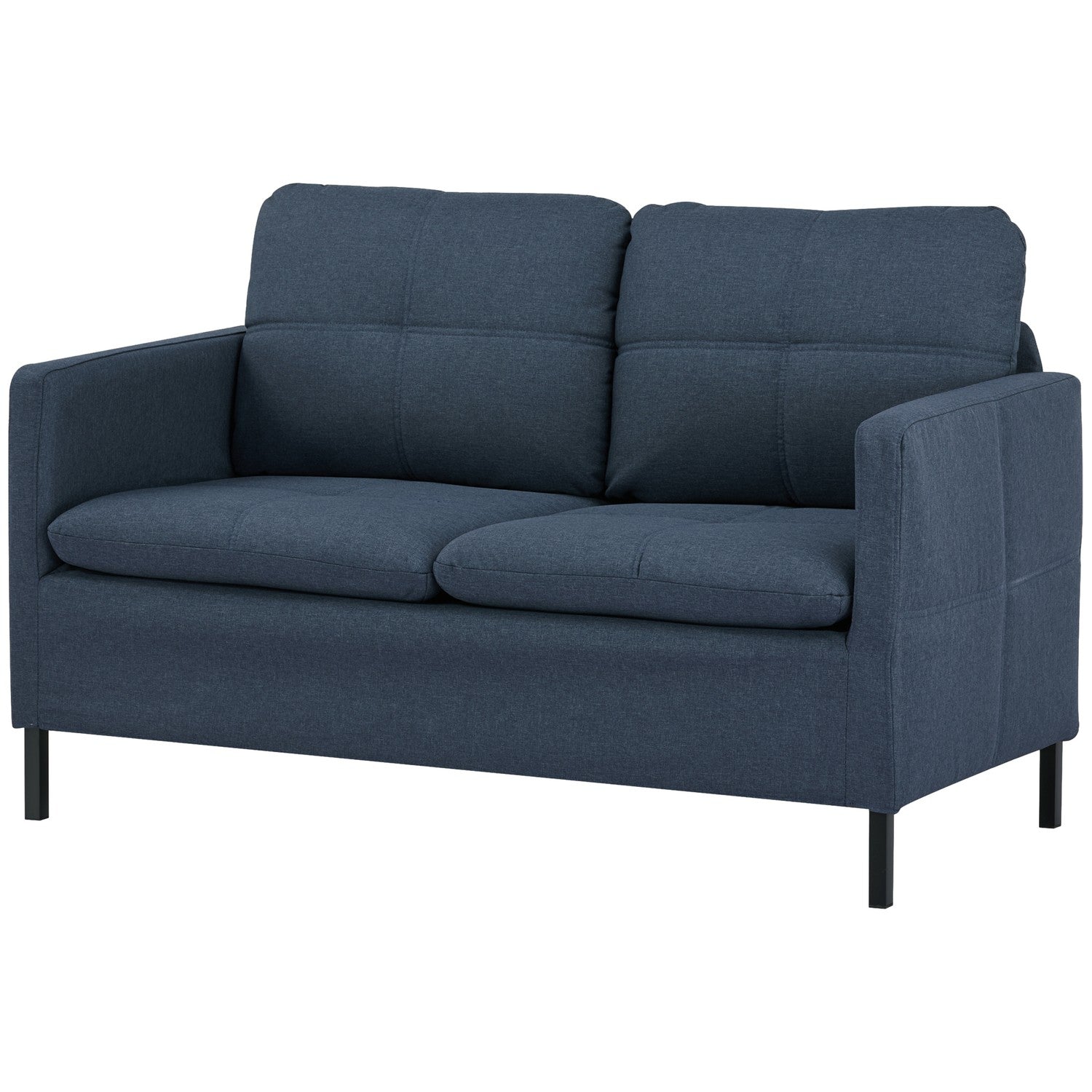 2-zitsbank in linnenlook – stalen poten, donkerblauw