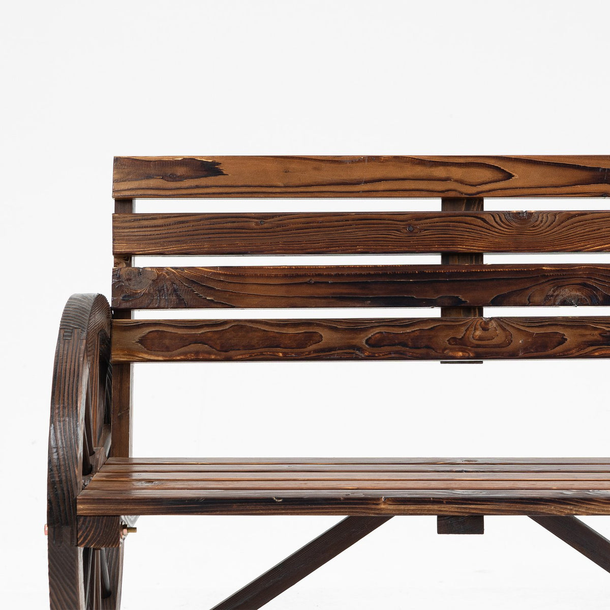 2-zits tuinbank van hout met design van wagenwielen