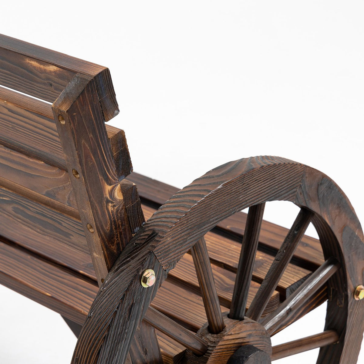 2-zits tuinbank van hout met design van wagenwielen