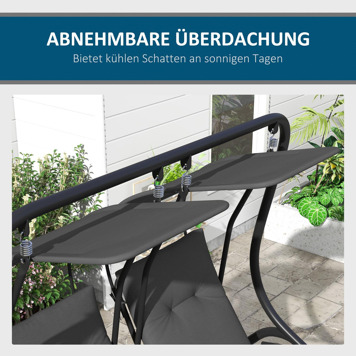 2-zits tuinschommel met zonnescherm - Stalen frame, grijs