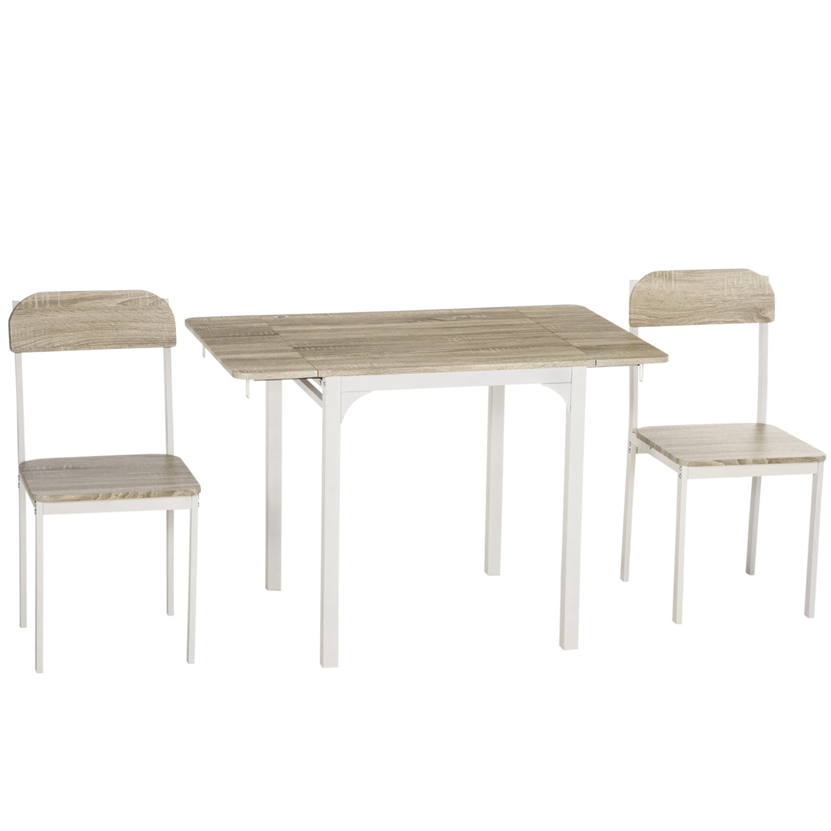 3-delige eetkamerset met opklapbare tafel en stoelen, staal MDF