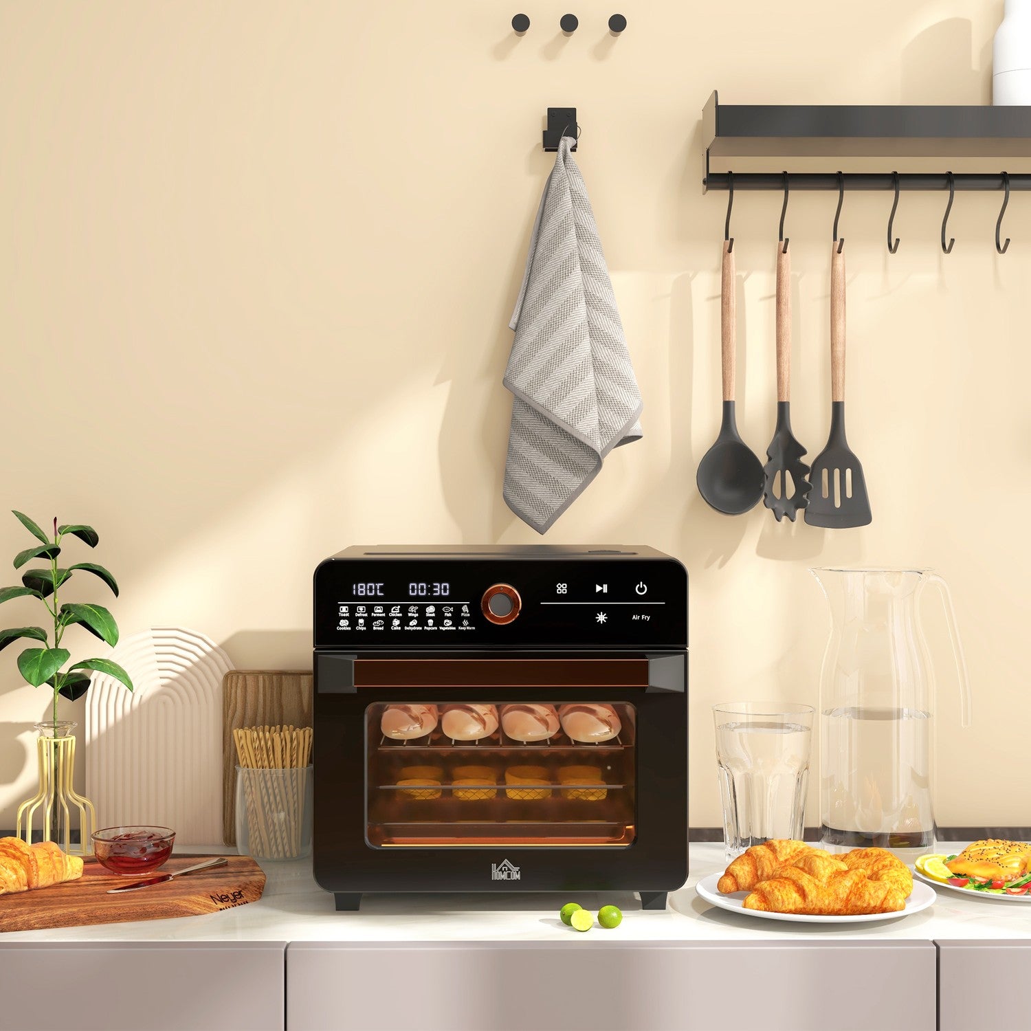 3-in-1 mini heteluchtoven met timer, 20L inhoud