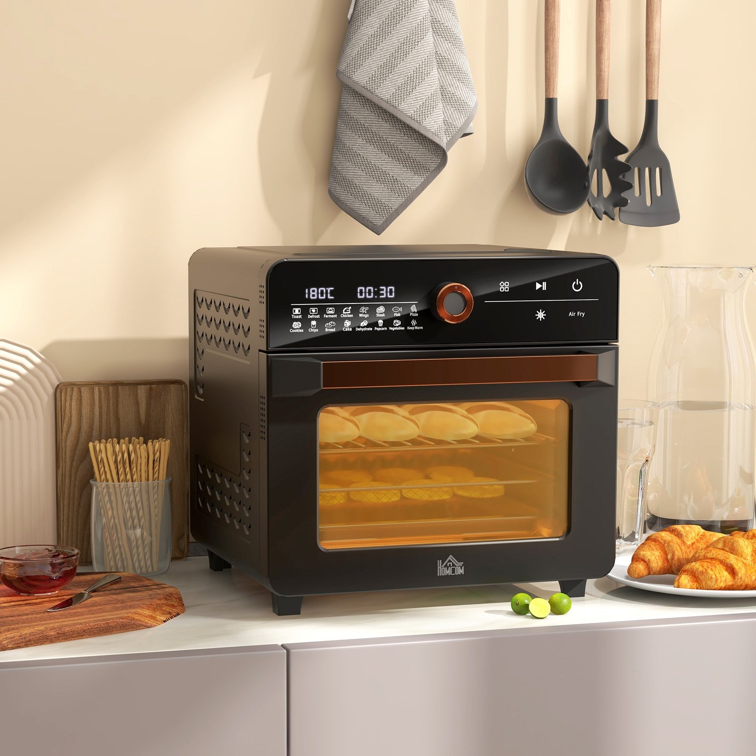 3-in-1 mini heteluchtoven met timer, 20L inhoud