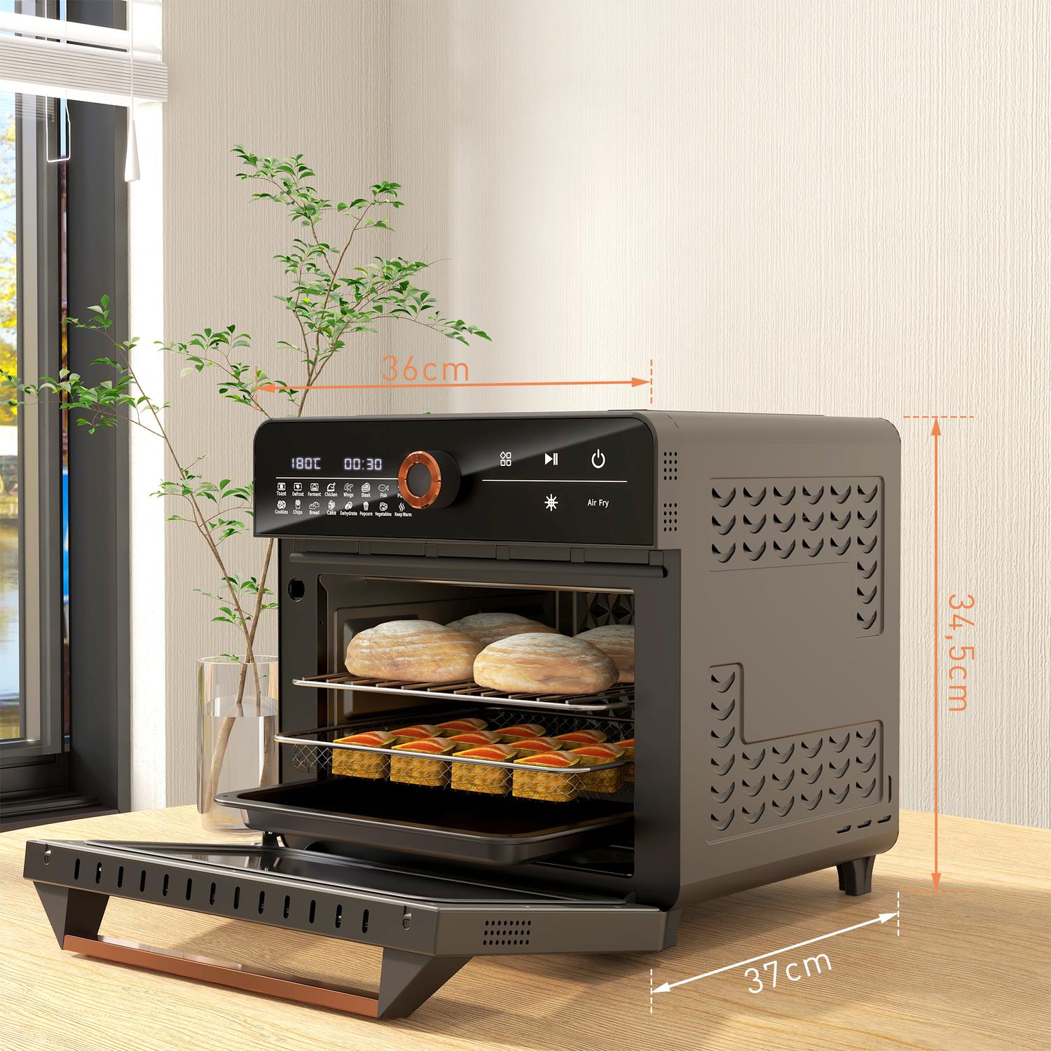 3-in-1 mini heteluchtoven met timer, 20L inhoud