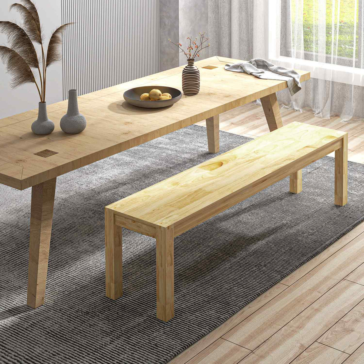 3-zits eetkamerbank van grenen, draagvermogen 330 kg, 150 x 33 x 45 cm