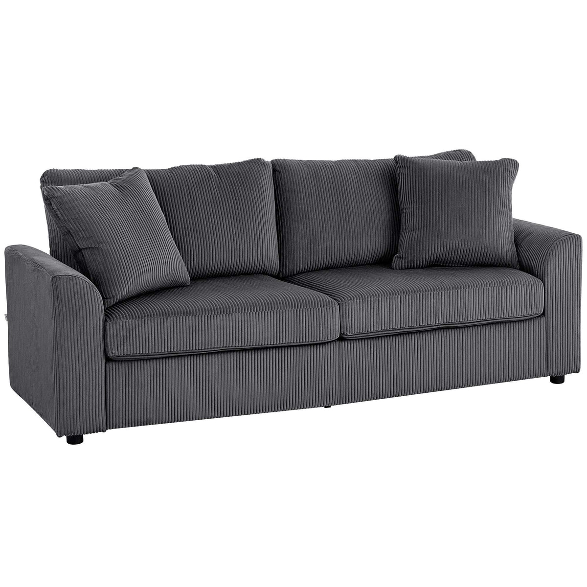 3-zitsbank van corduroy met kussens, 212 cm, donkergrijs