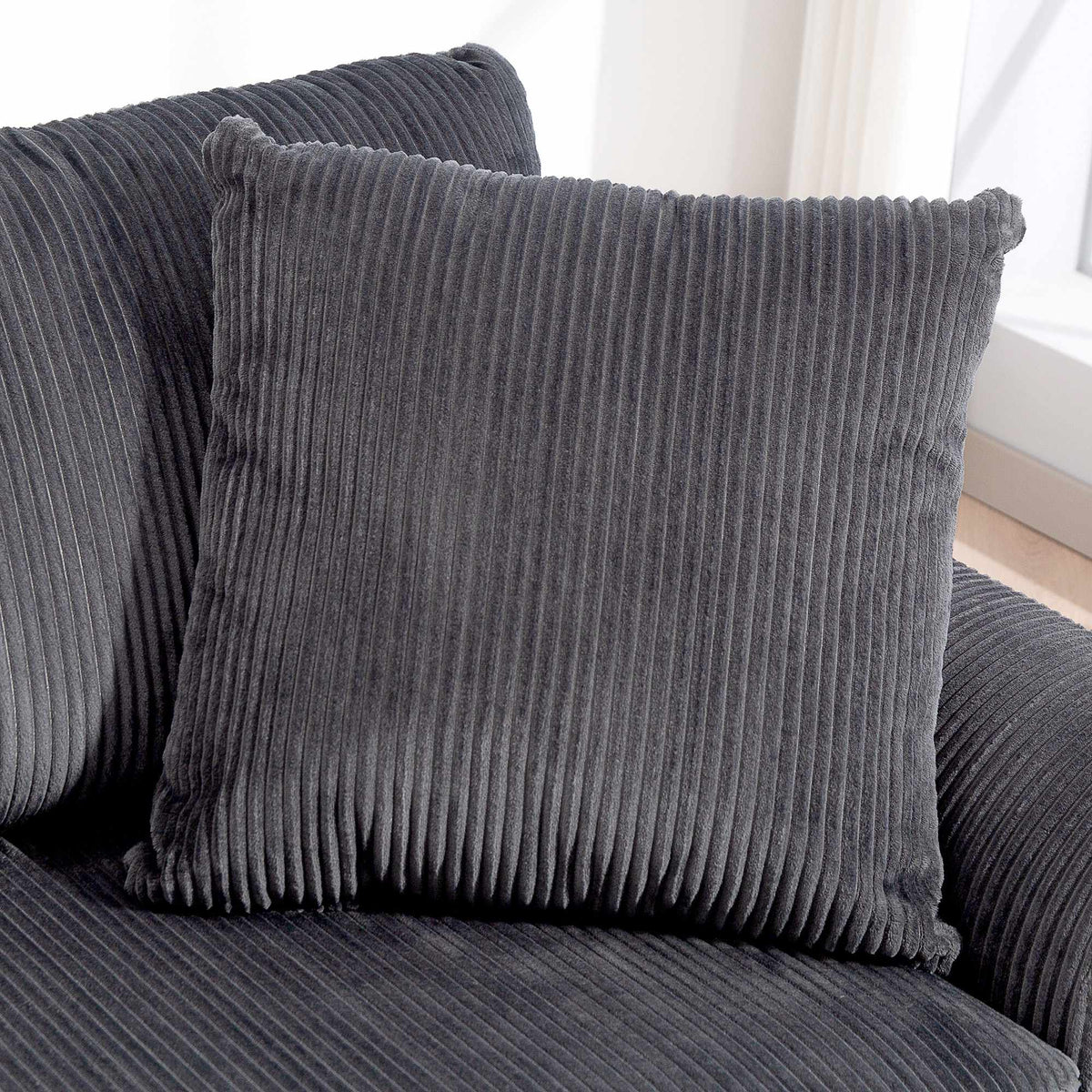3-zitsbank van corduroy met kussens, 212 cm, donkergrijs