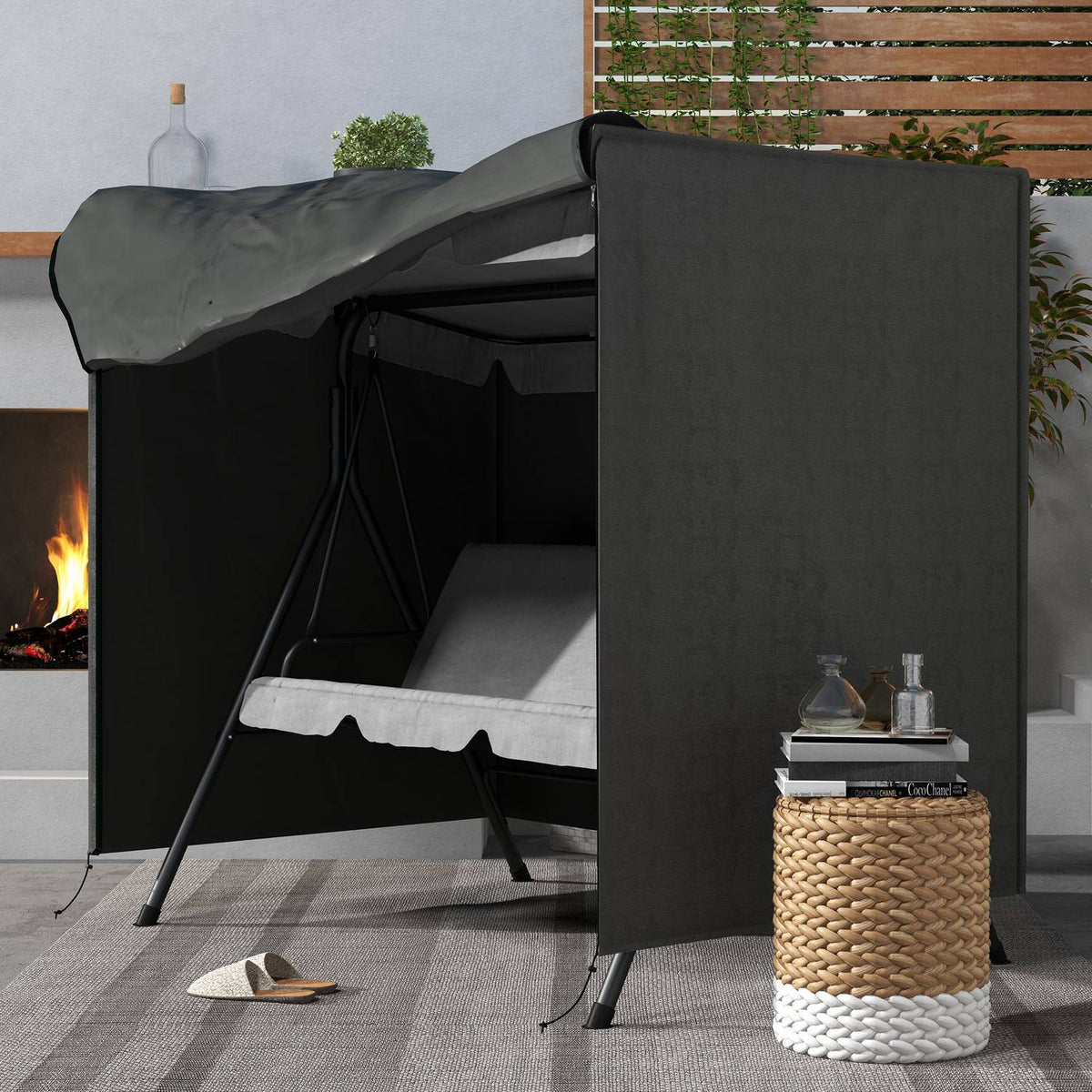 Tuinhoes voor schommelbank, 3-zits, winterbestendig, UV-bestendig 420D-materiaal