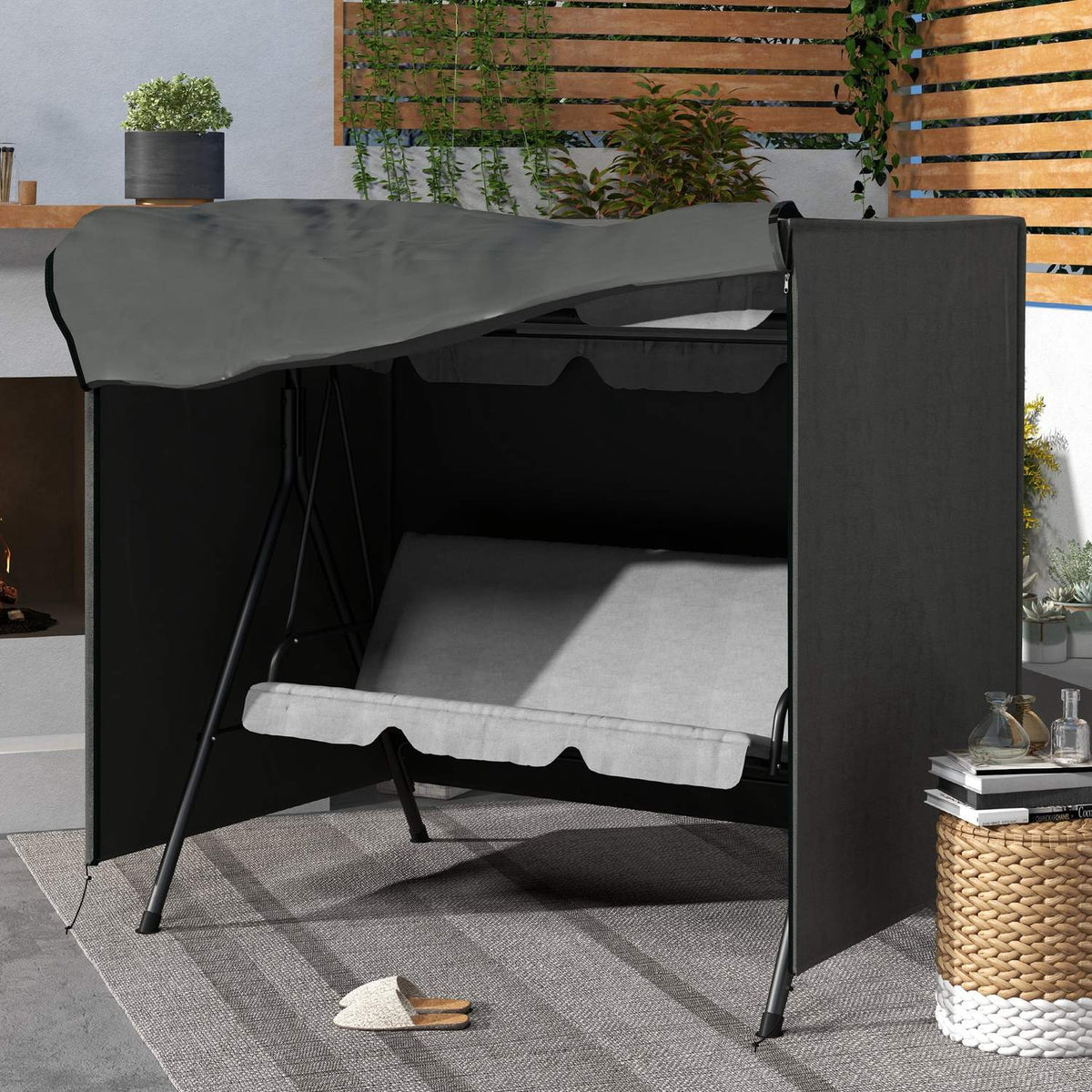 Tuinhoes voor schommelbank, 3-zits, winterbestendig, UV-bestendig 420D-materiaal