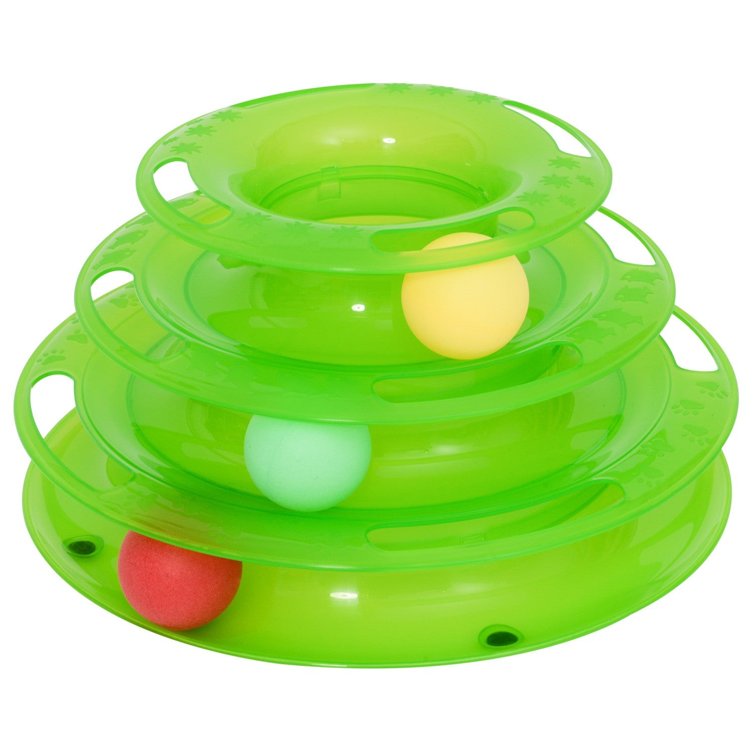 3-laags kattenspeeltje met draaiende ballen, groen