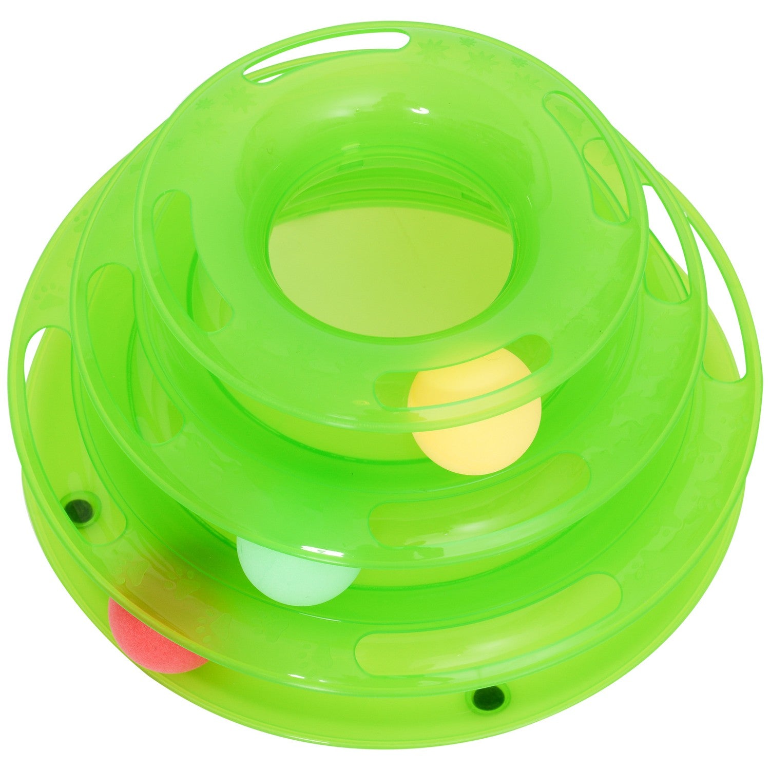 3-laags kattenspeeltje met draaiende ballen, groen