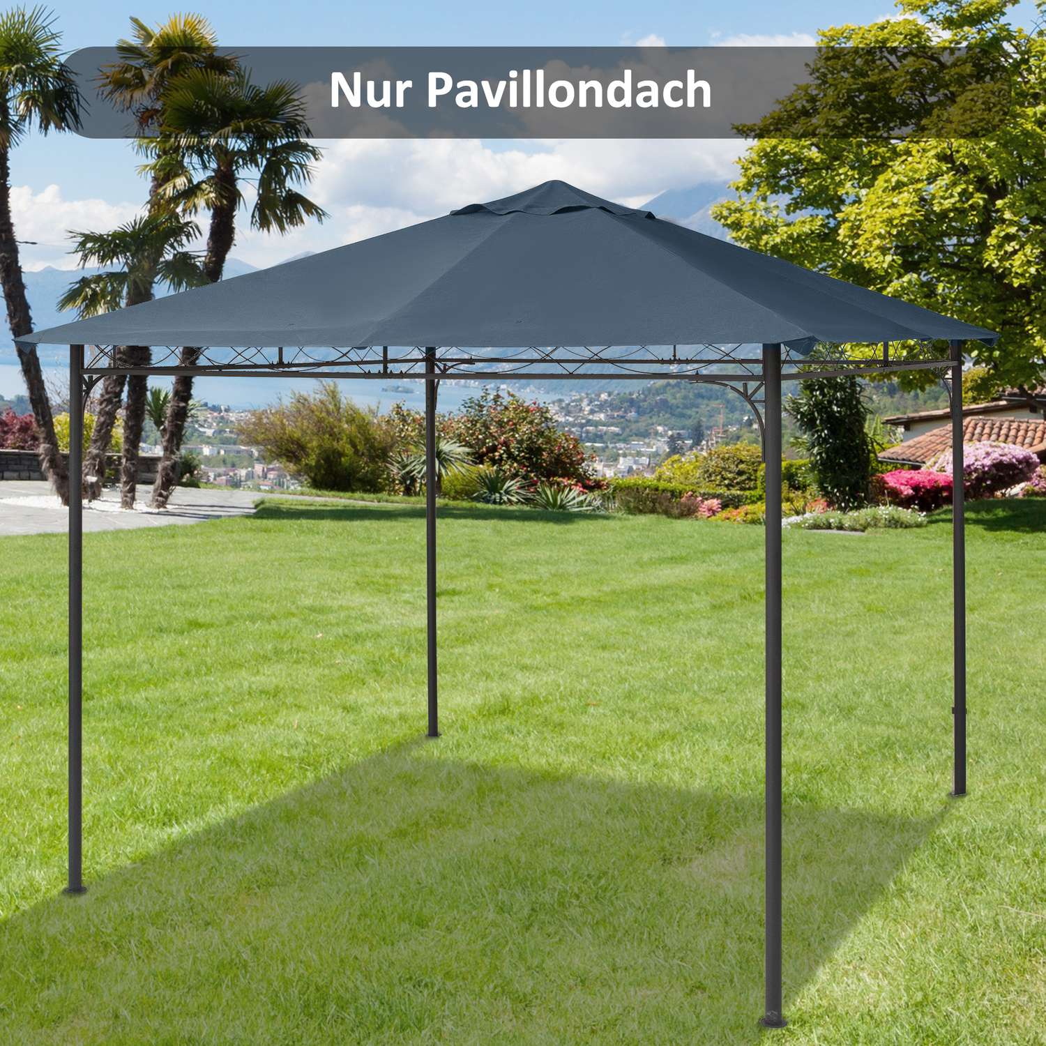 3x3M Mörkgrå Polyester Gazebo Ersättningstaktäcke