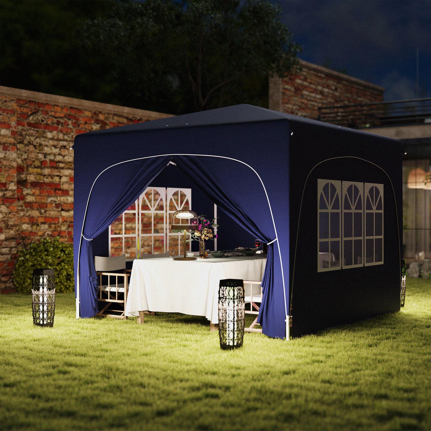 3x3m weerbestendige Pop-Up Gazebo, UV50+, Donkerblauw