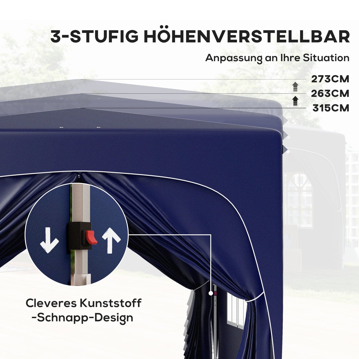 3x3m weerbestendige Pop-Up Gazebo, UV50+, Donkerblauw