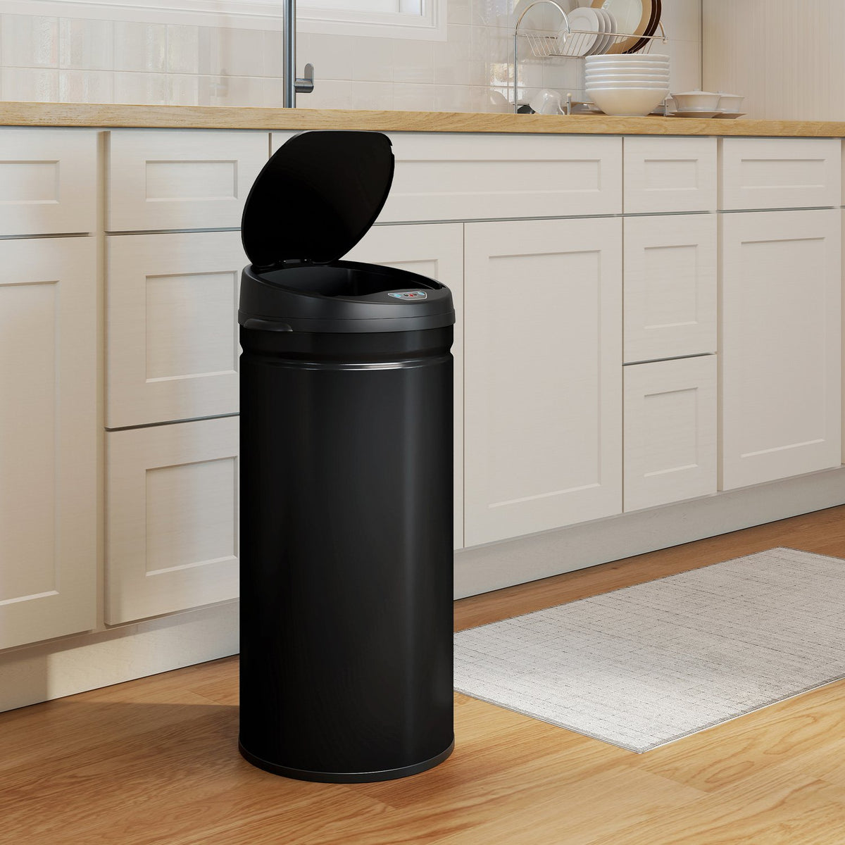 Afvalbak van 42 l van roestvrij staal met sensor, handsfree en soft-closefunctie