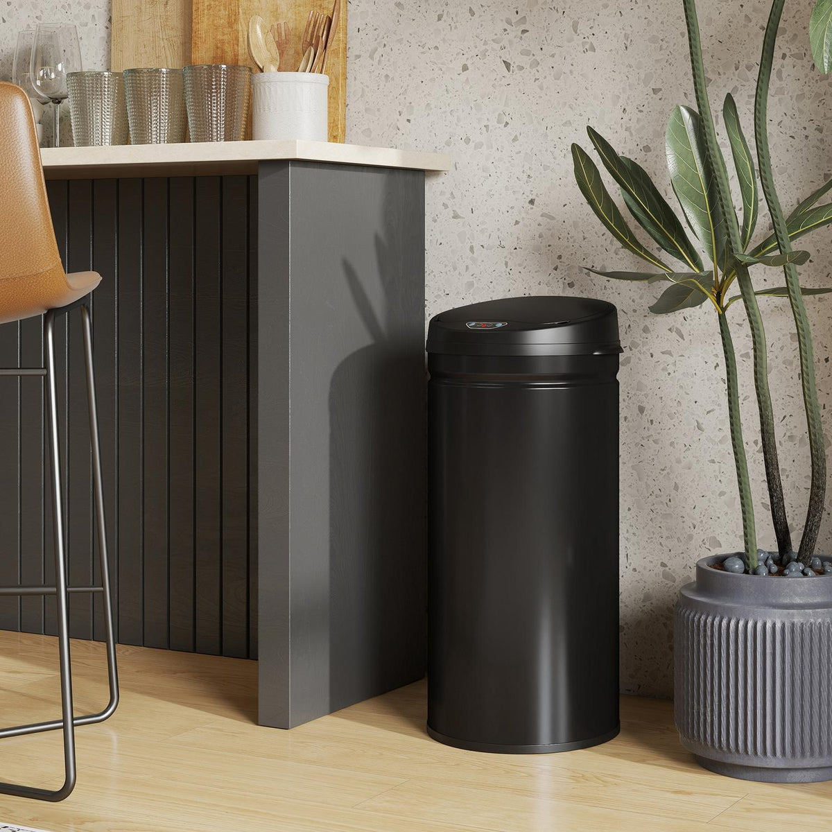 Afvalbak van 42 l van roestvrij staal met sensor, handsfree en soft-closefunctie