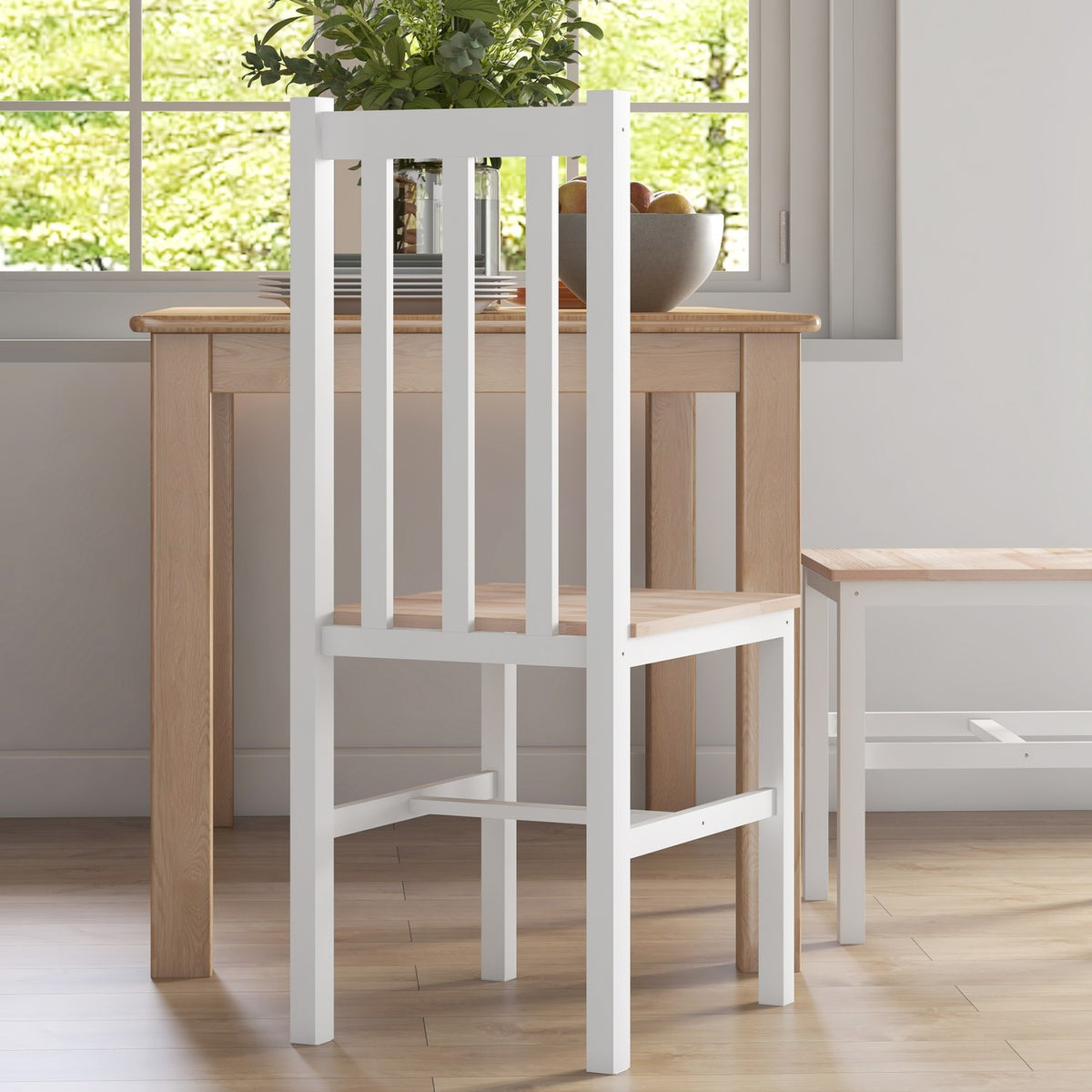 Eetkamerstoelen van massief hout, set van 4, modern design, naturel