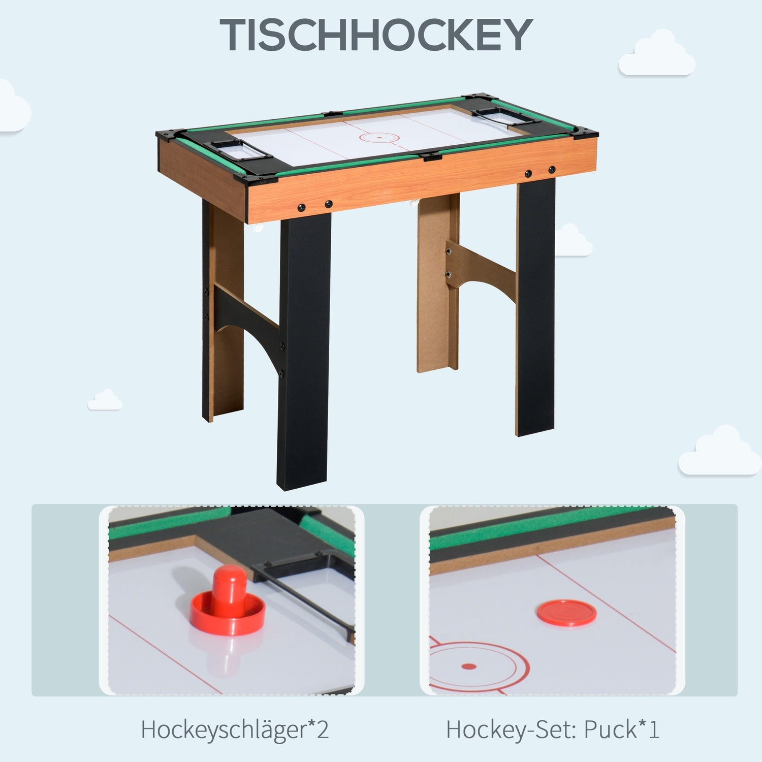 4-in-1-multispeeltafel: voetbal, hockey, biljart, tennis