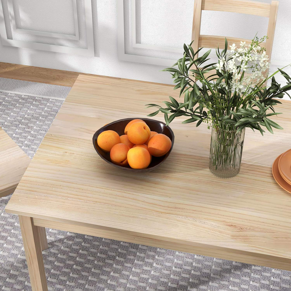 5-delige eethoekset van massief hout, ruimtebesparend ontwerp