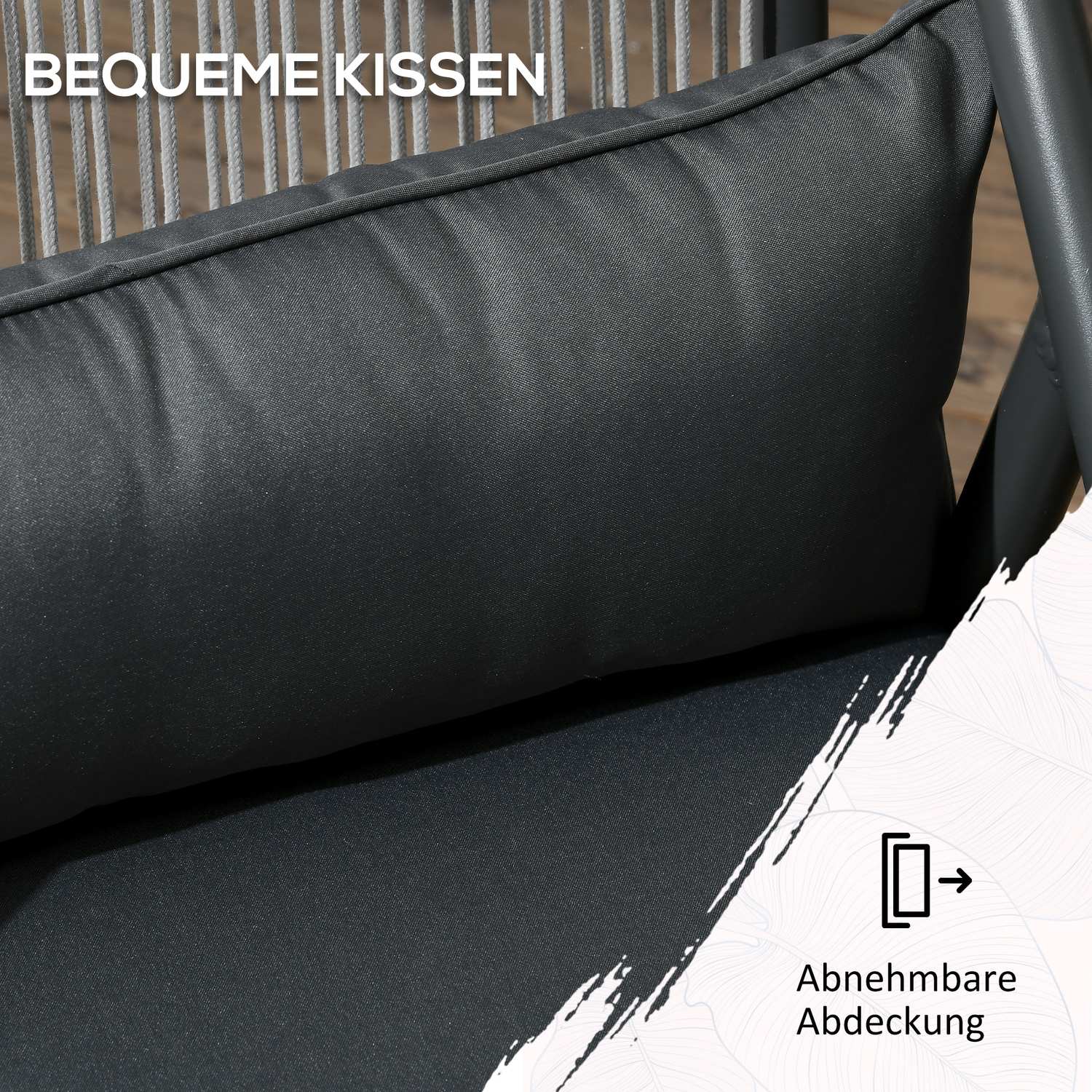 5-delige donkergrijze terras set, tafel en stoelen, parasolgat