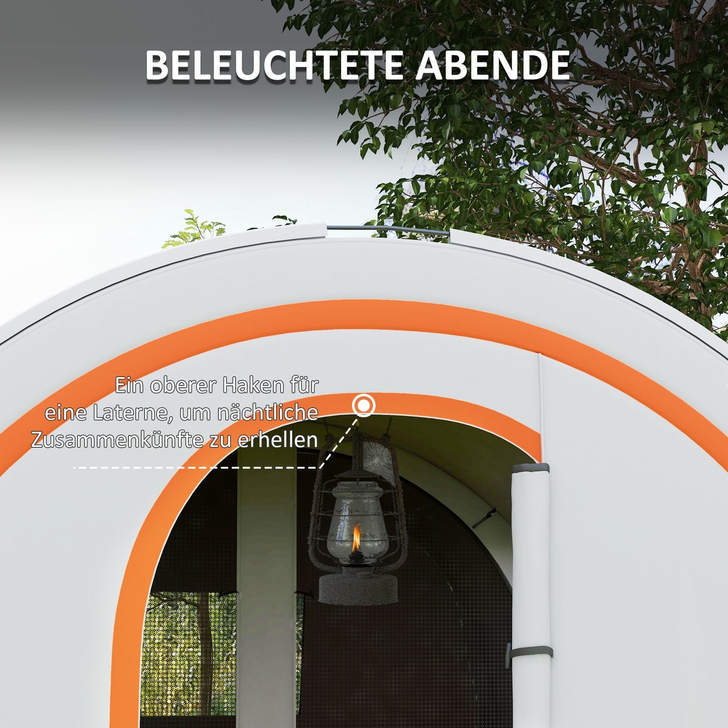 6-persoons tunneltent, 2 kamers, waterafstotend, crèmewit
