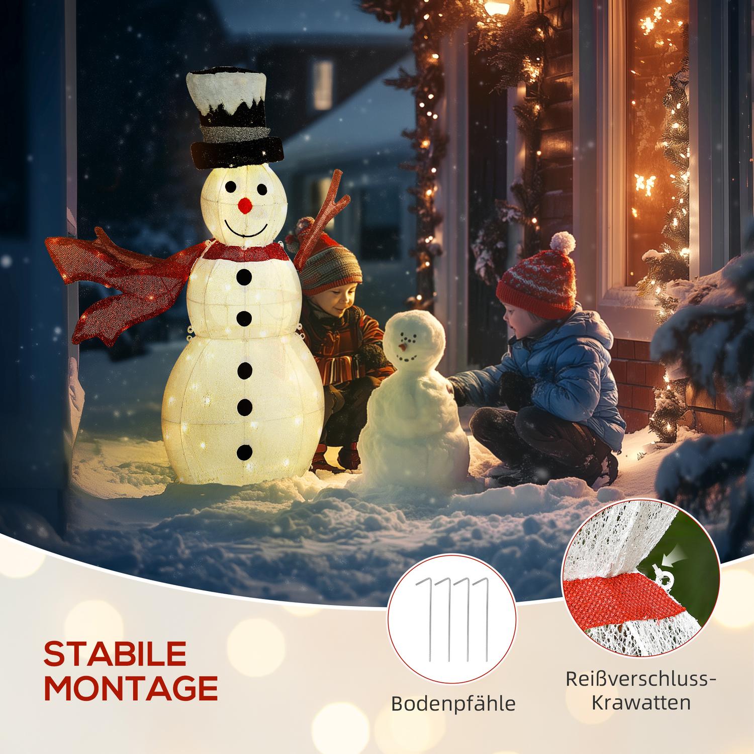 78 LED snögubbe juldekoration, varmvit, inomhus/utomhus