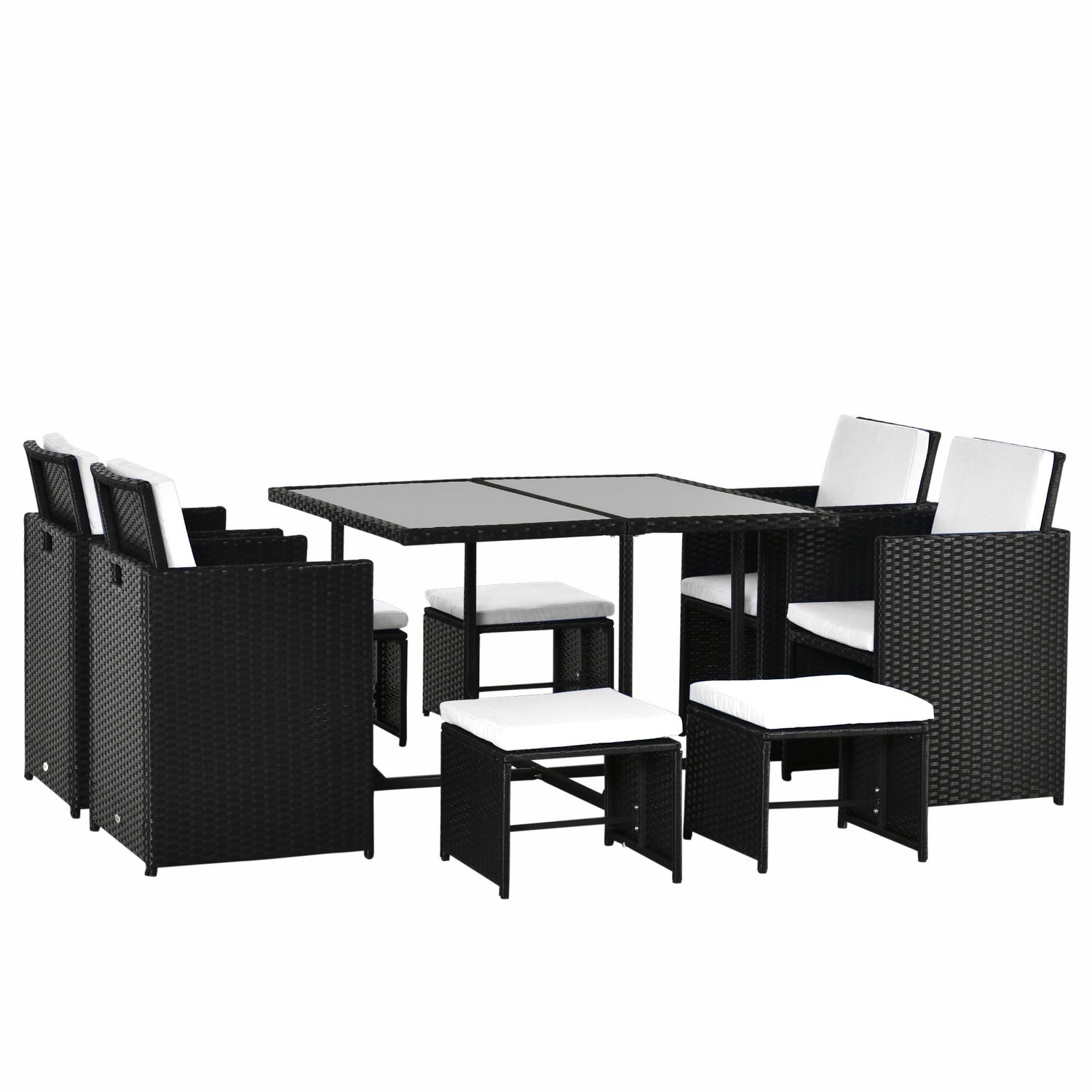 8-persoons zwarte polyrattan tuinzitset