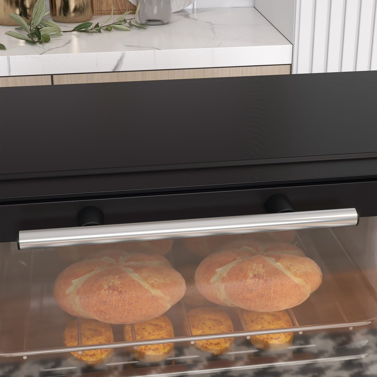 9L roestvrije minioven, 750W, instelbare timer