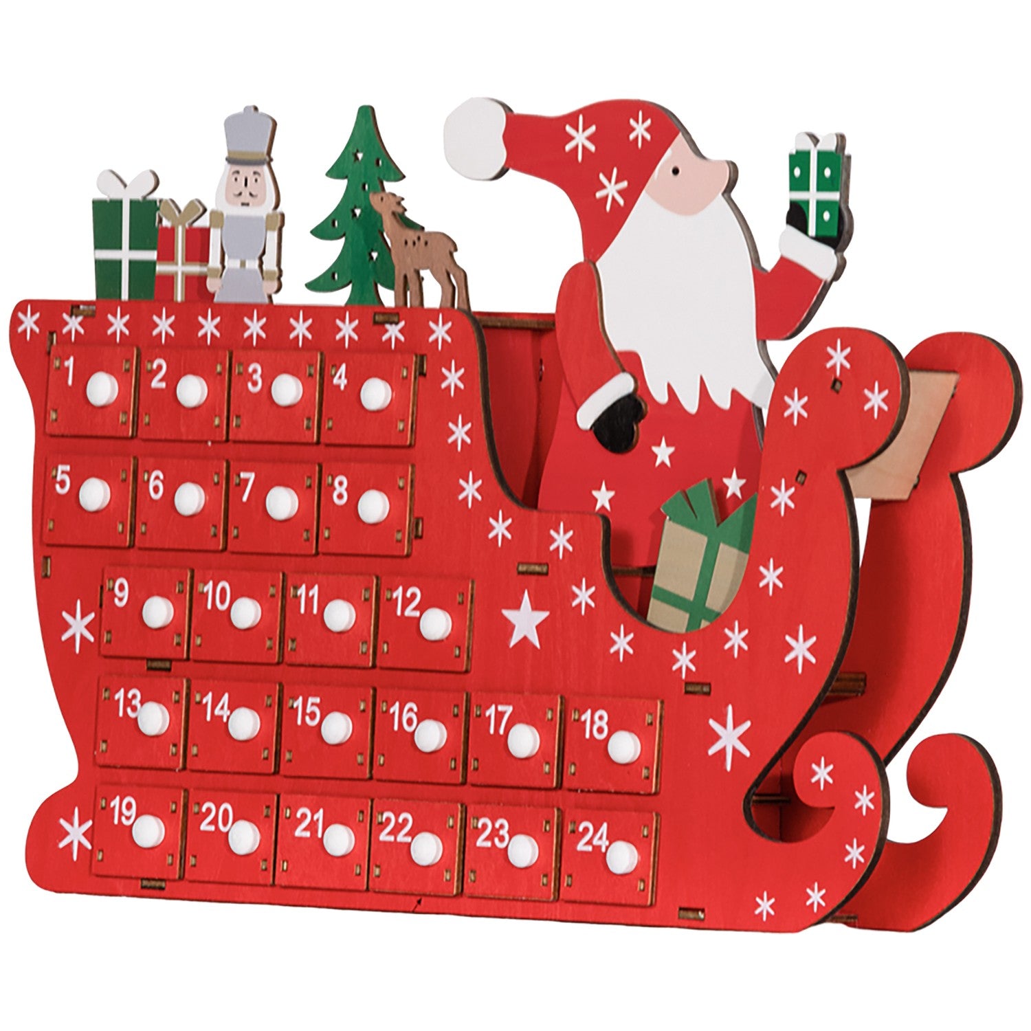Adventskalender DIY-pakket – 24 doosjes, MDF, Rood