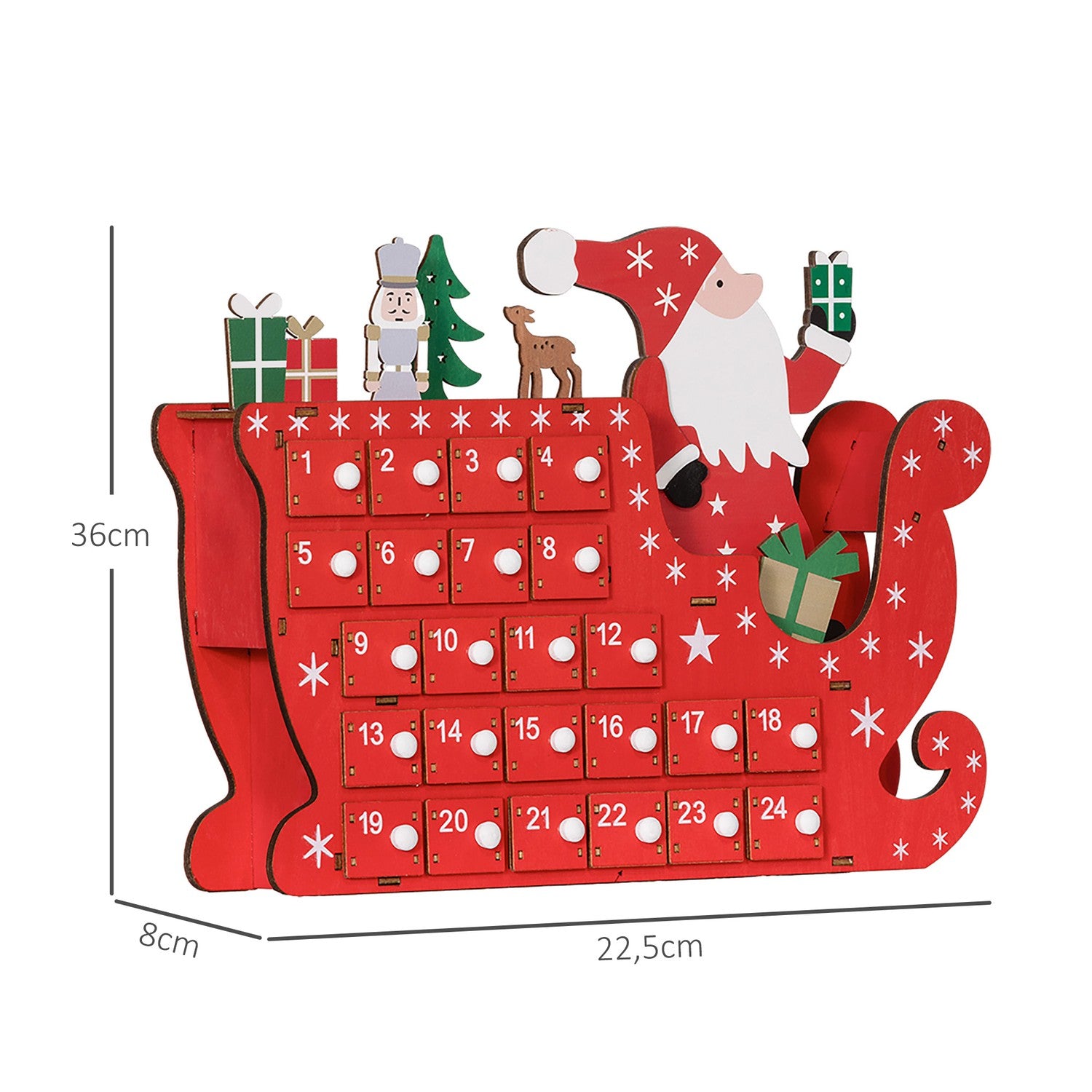 Adventskalender DIY-pakket – 24 doosjes, MDF, Rood