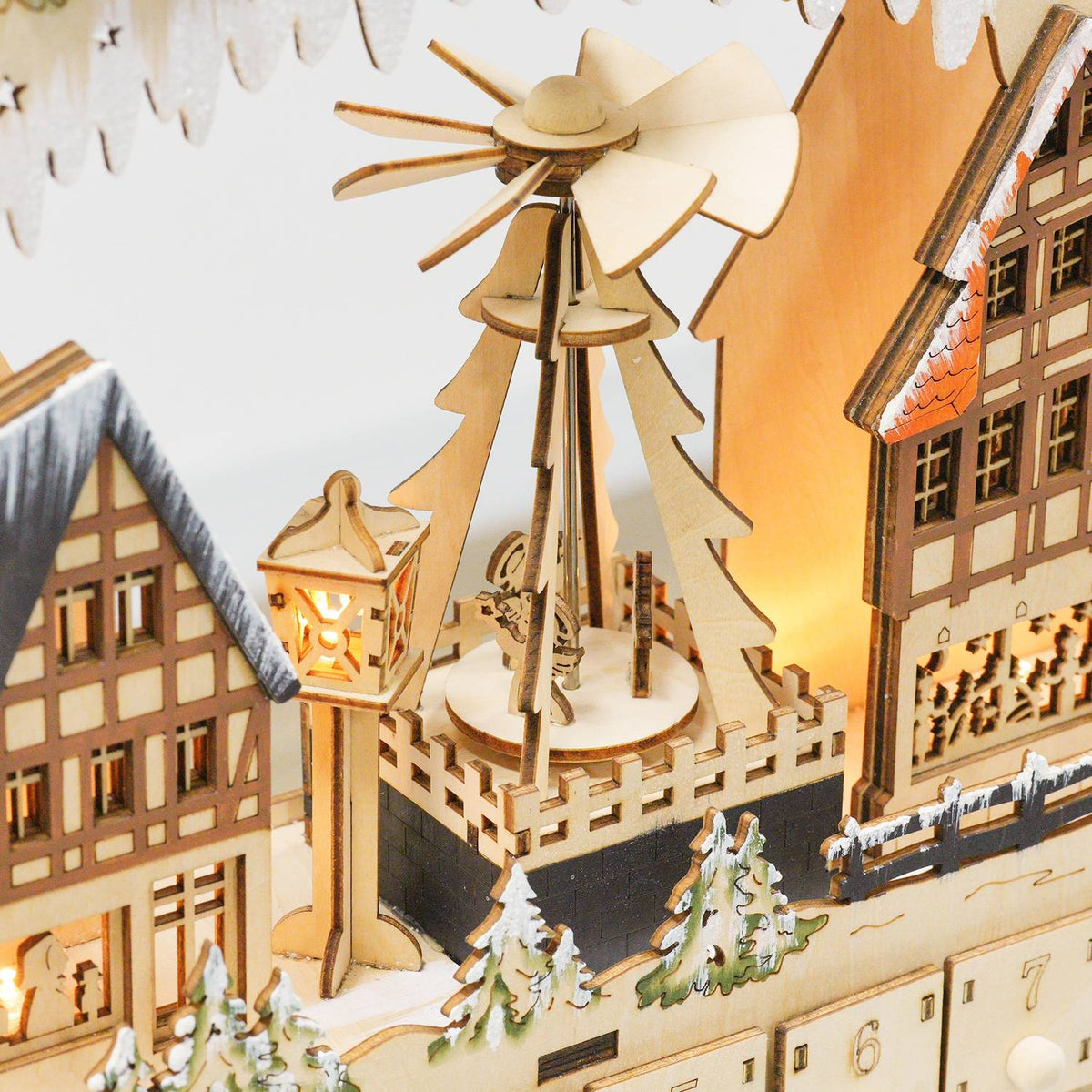 Adventskalender met LED-verlichting, Hout DIY 45x9x42,5 cm