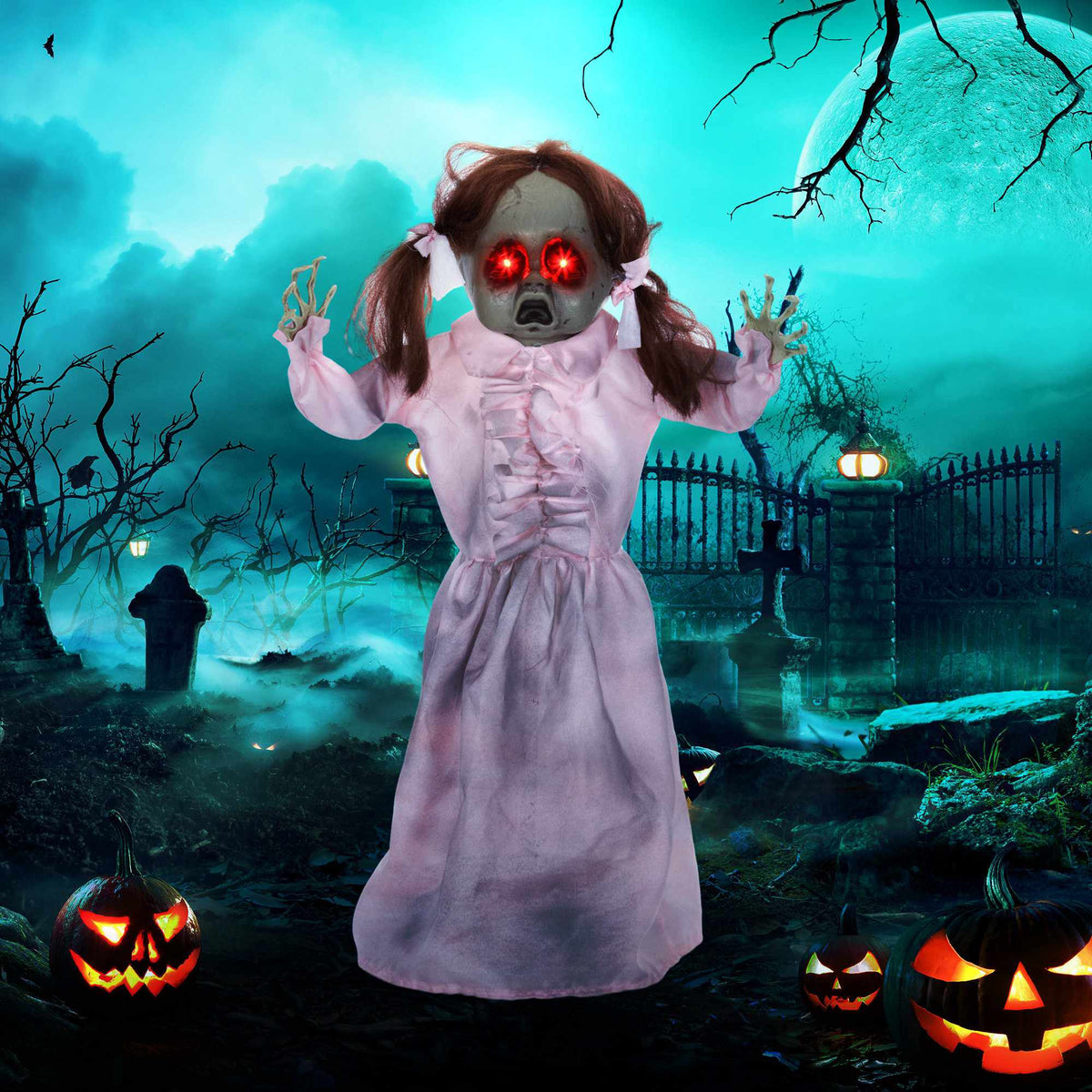 Geanimeerde Halloween-pop, geactiveerd door geluid en aanraking, 76 cm
