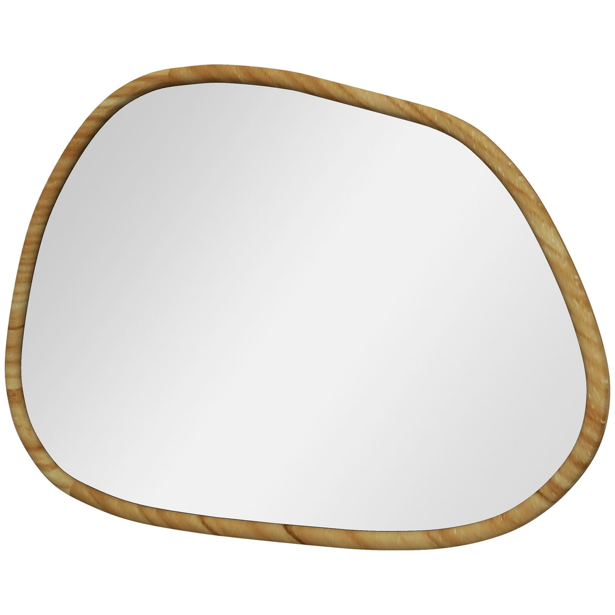 Asymmetrische wandspiegel, 70x50cm houten frame, antioxidant