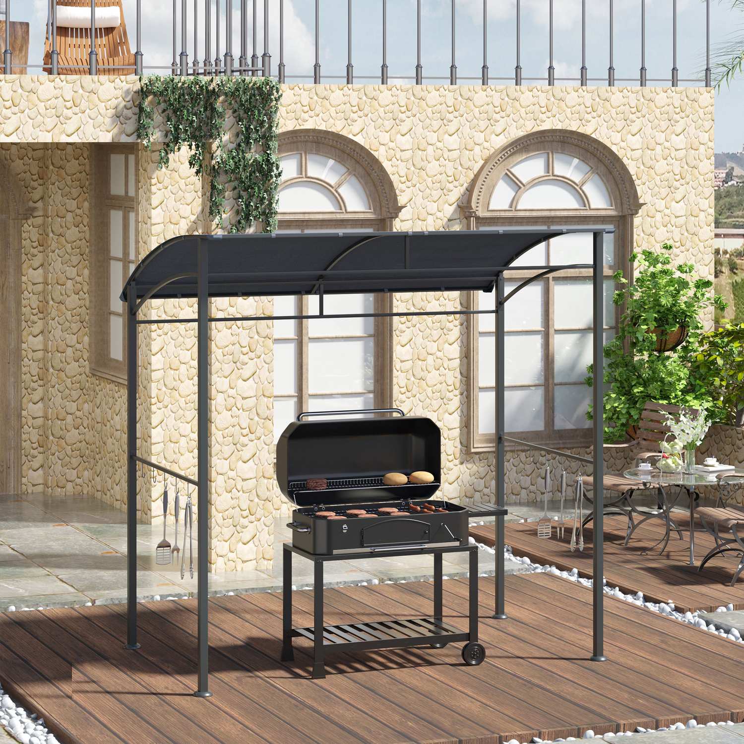 BBQ Pavillon Grillzelt, Wasserdicht UV-beständig, Grau