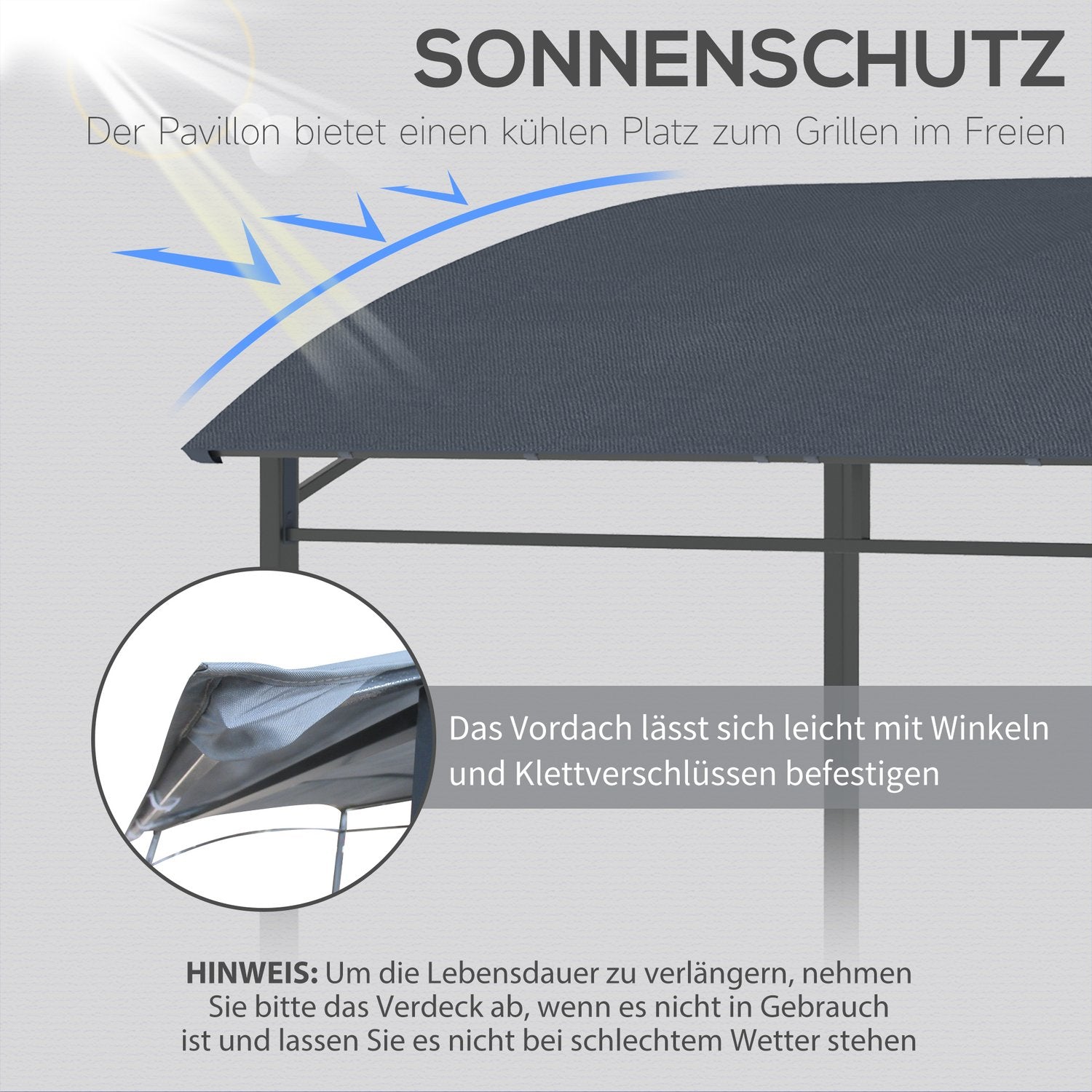 BBQ Pavillon Grillzelt, Wasserdicht UV-beständig, Grau