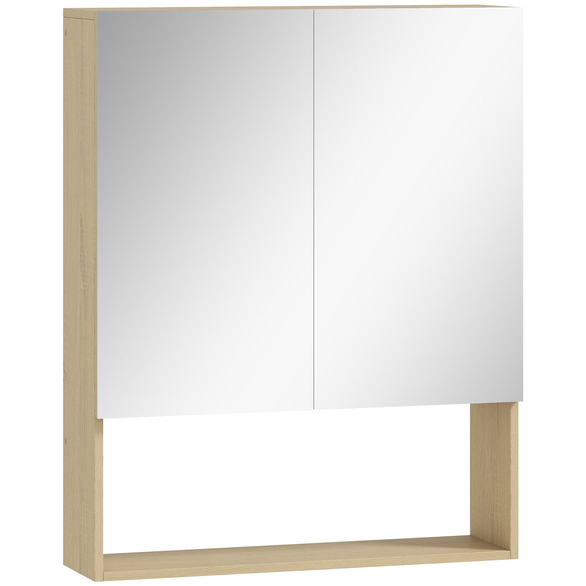 Badkamerkast met spiegeldeuren, wandmontage, eikenafwerking
