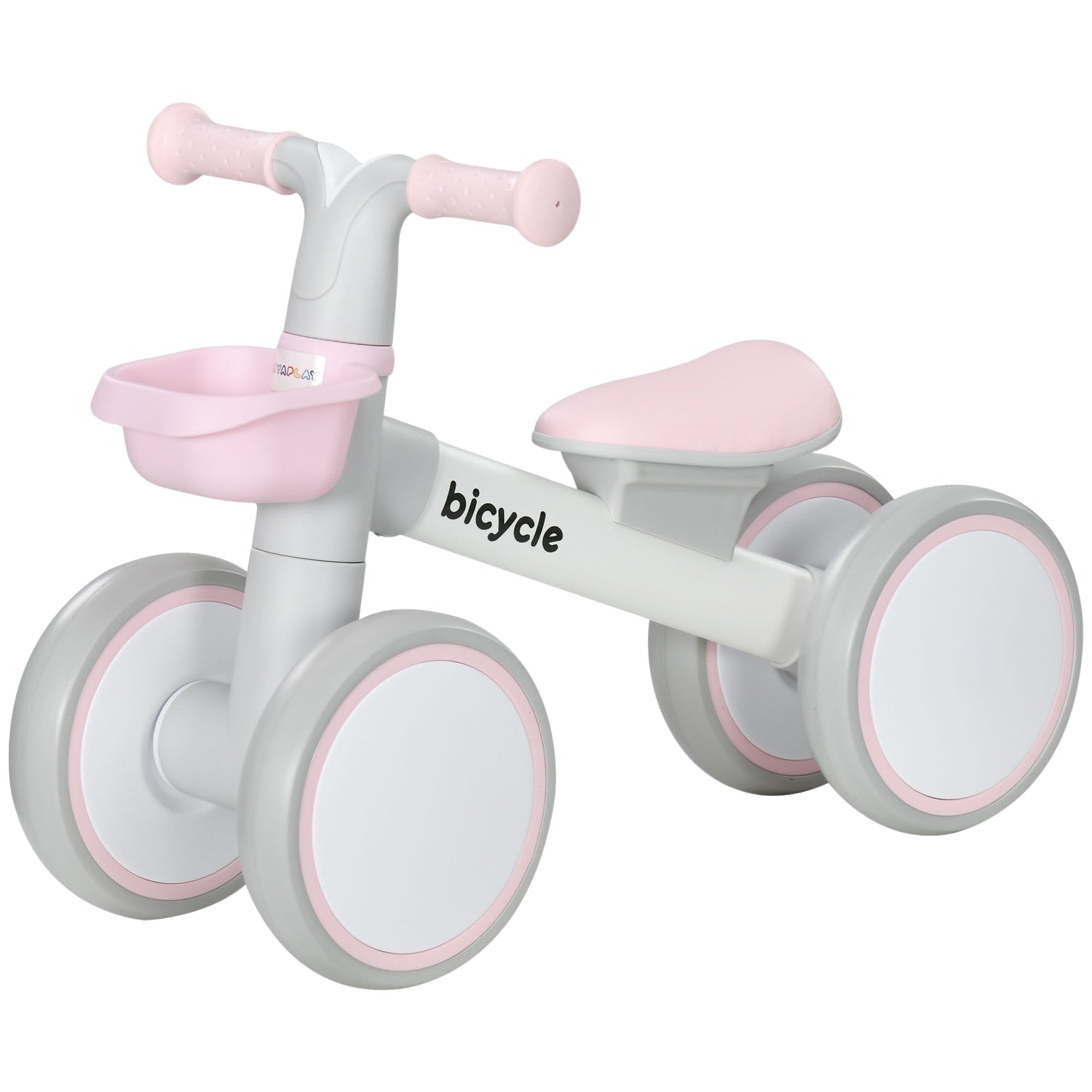 Loopfiets voor peuters, Roze/Wit, TPU-wielen zonder schroeven